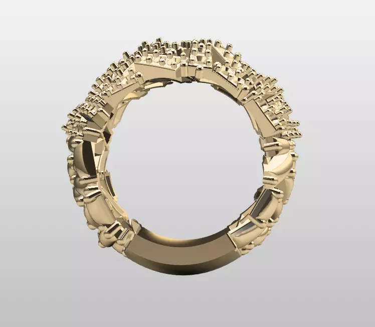 ring baguette style 3D print model_2