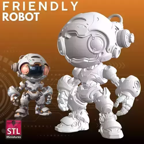 Helper Bot STL Friendly Retro Robot 3D Model