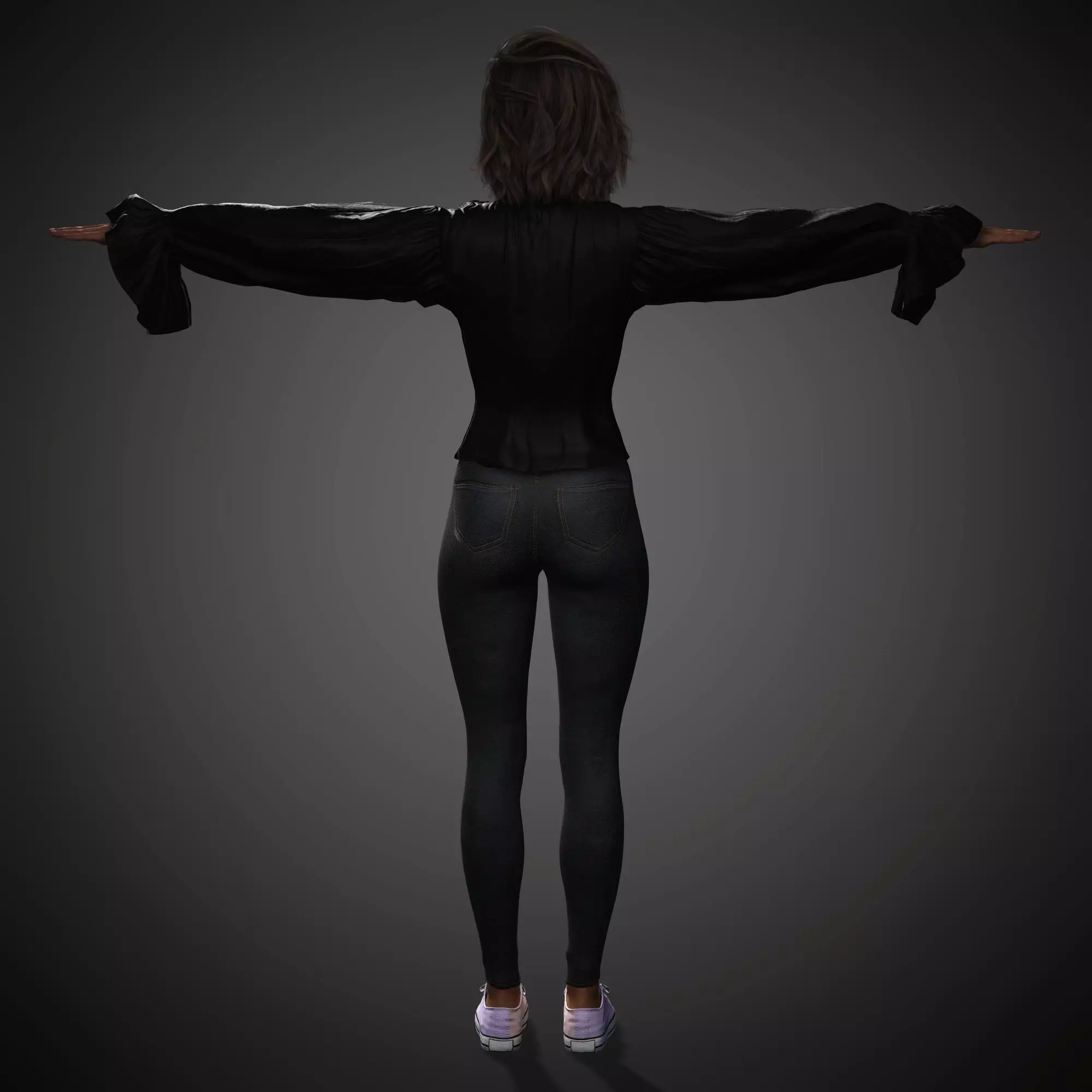Young Female Character Low-poly 3D model_11
