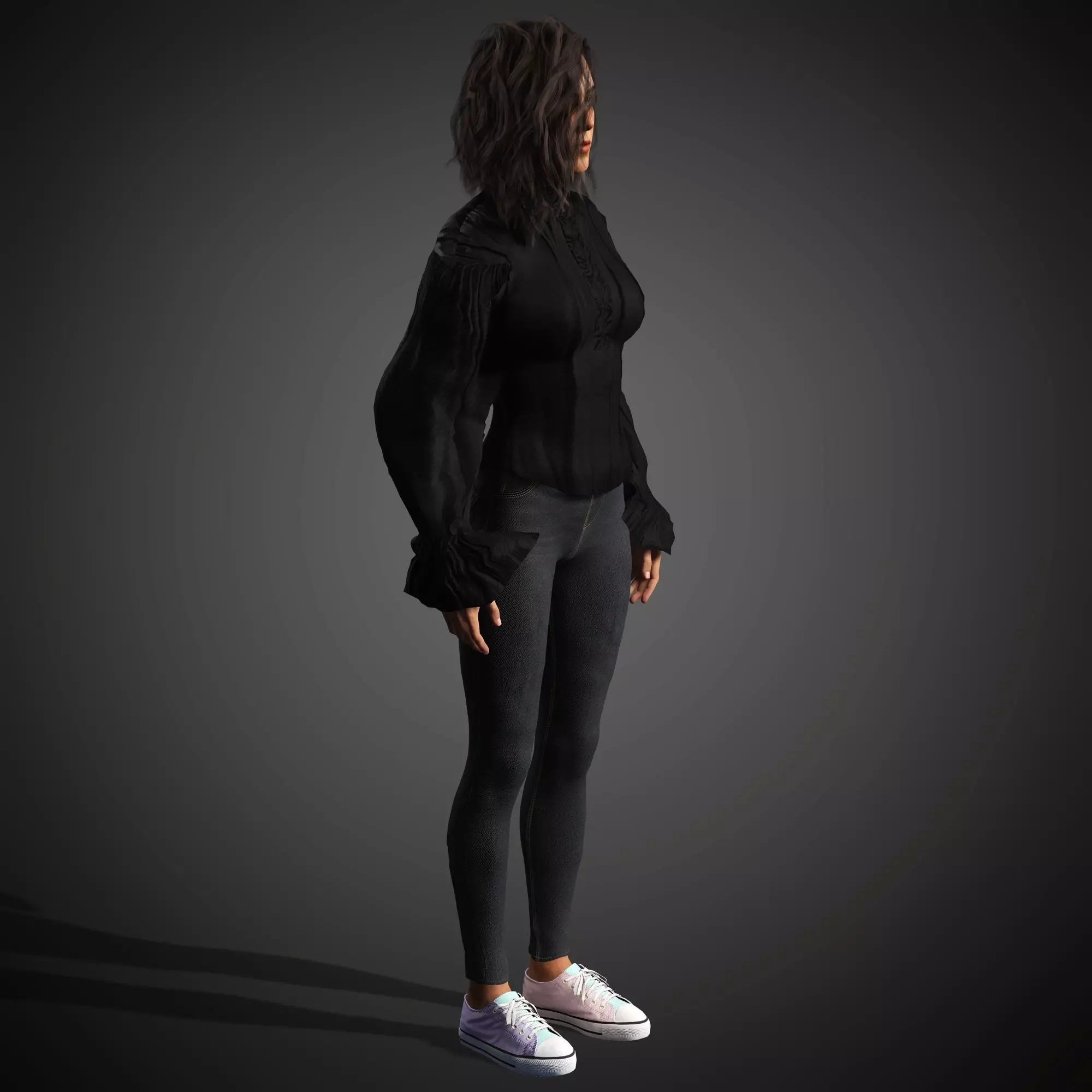Young Female Character Low-poly 3D model_6