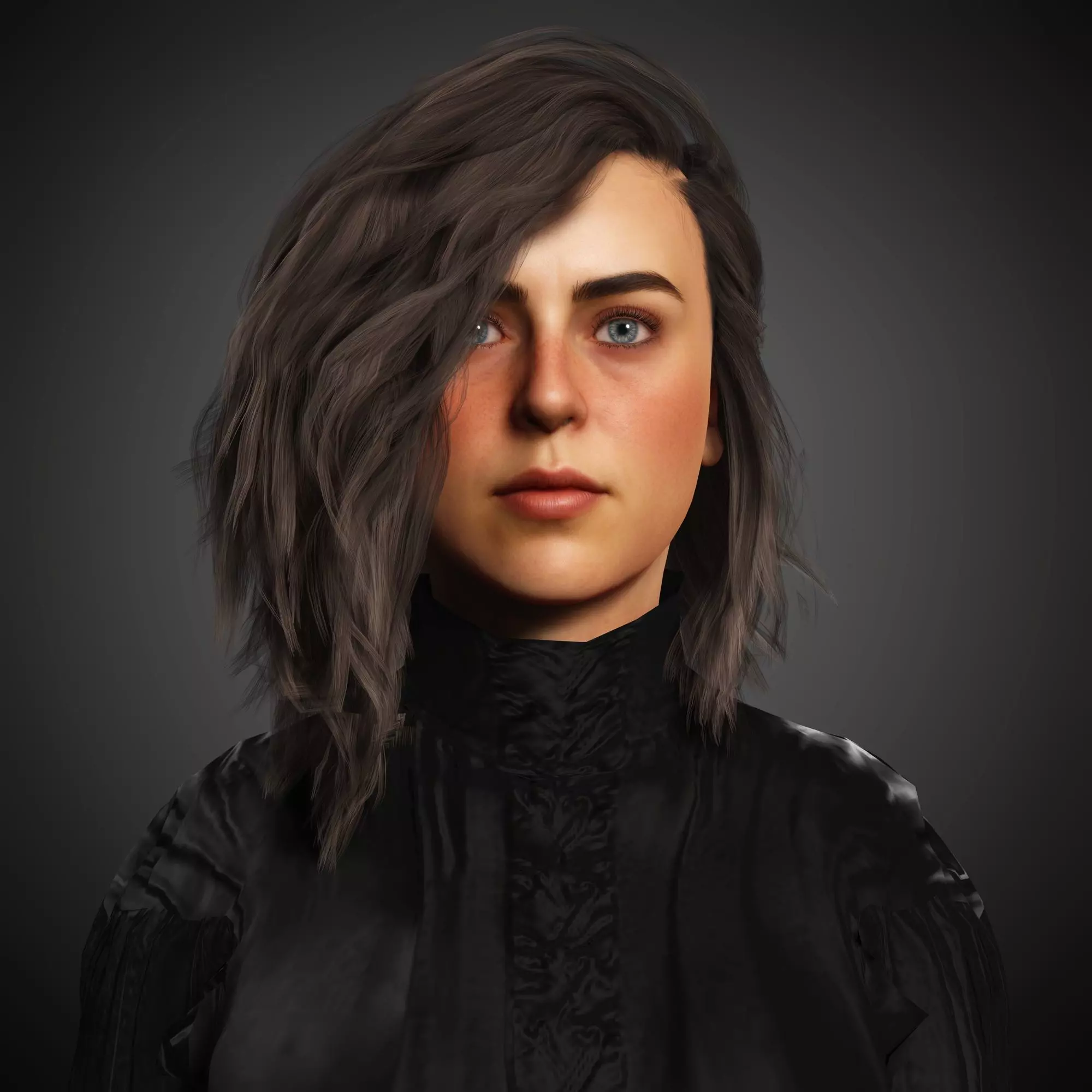 Young Female Character Low-poly 3D model_1