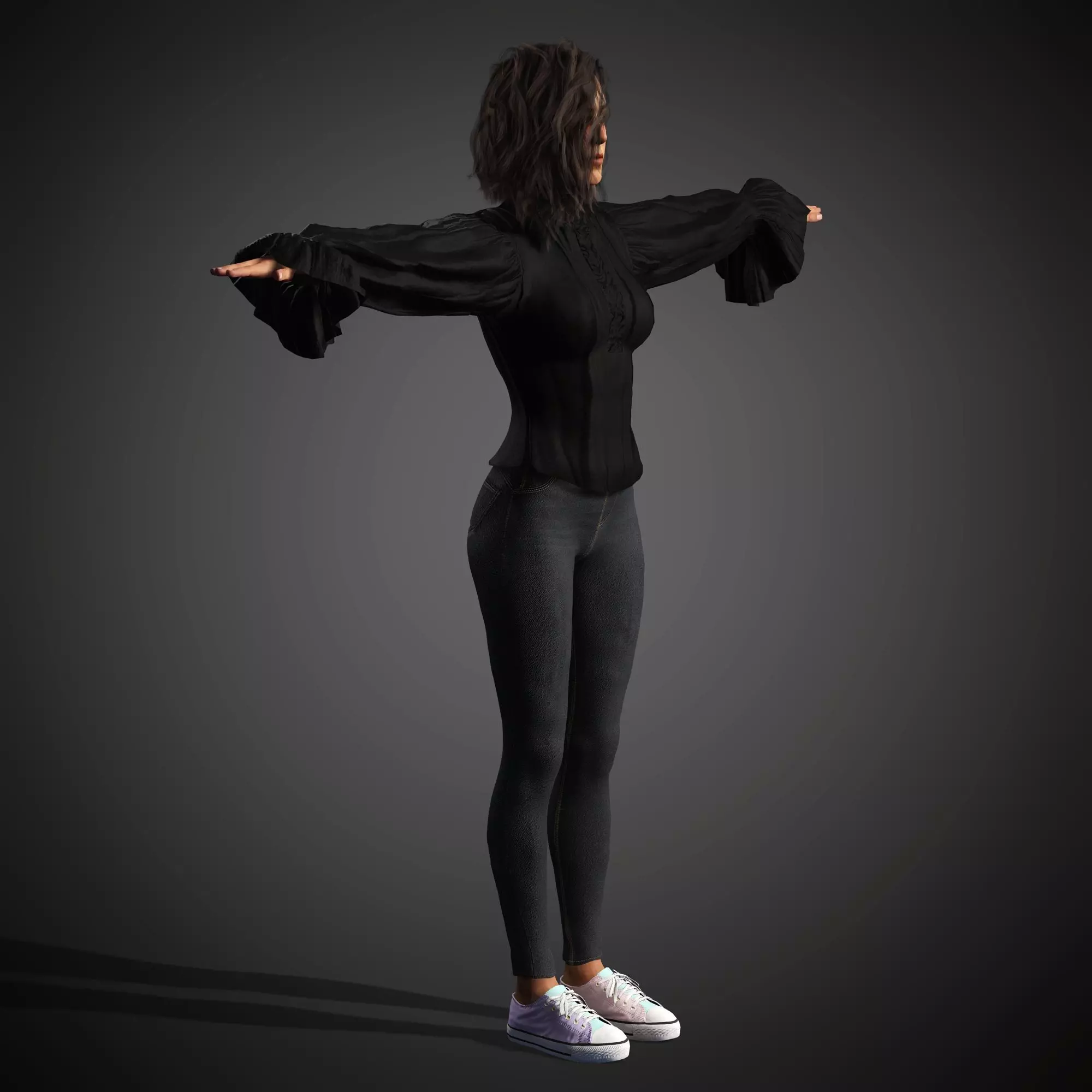 Young Female Character Low-poly 3D model_12
