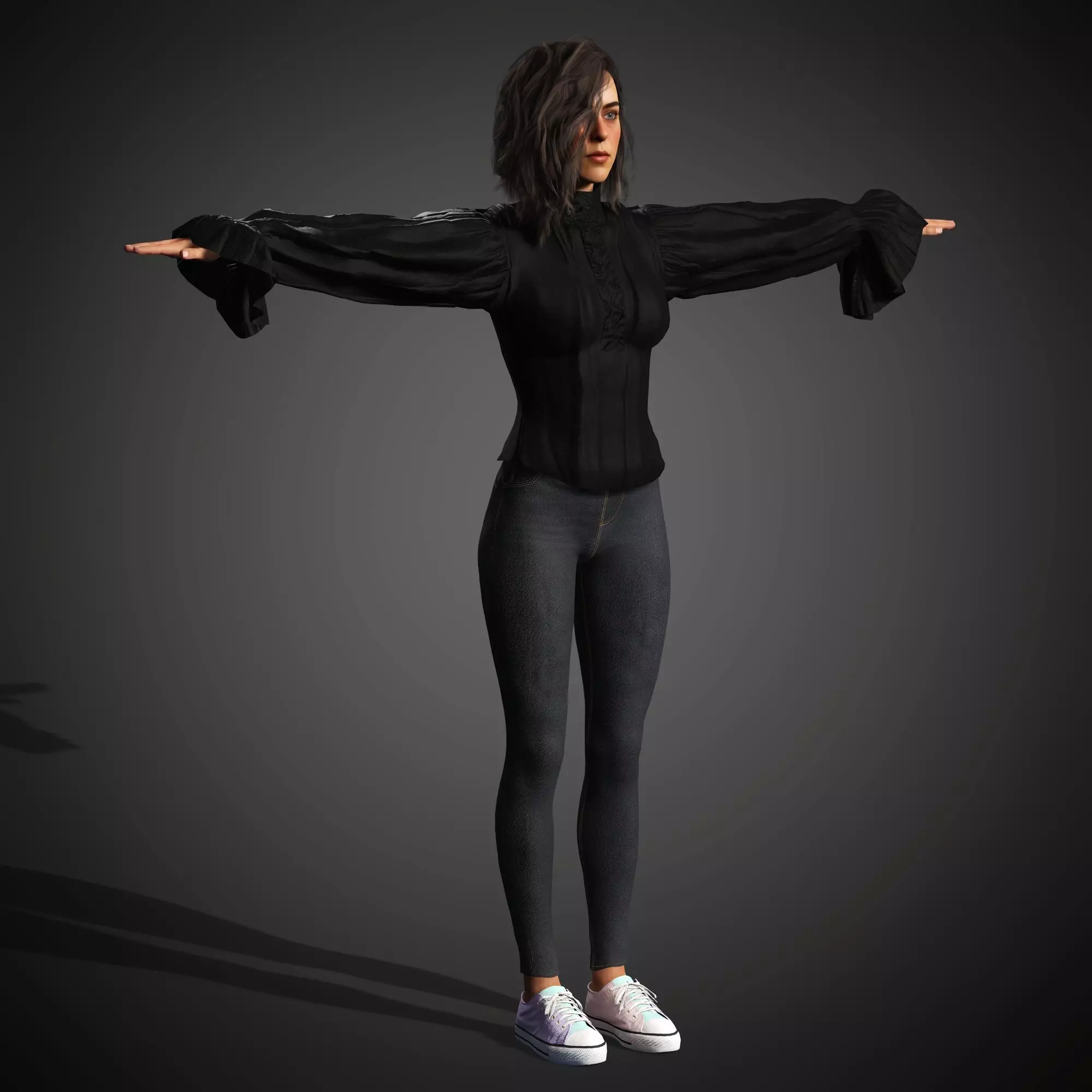 Young Female Character Low-poly 3D model_13