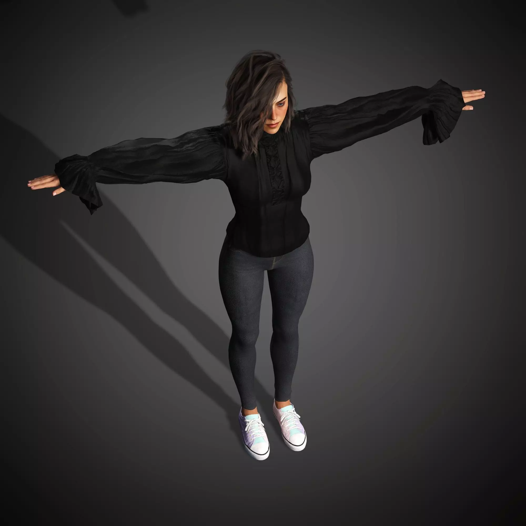 Young Female Character Low-poly 3D model_14