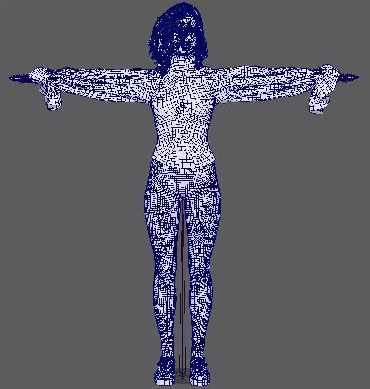 Young Female Character Low-poly 3D model_17