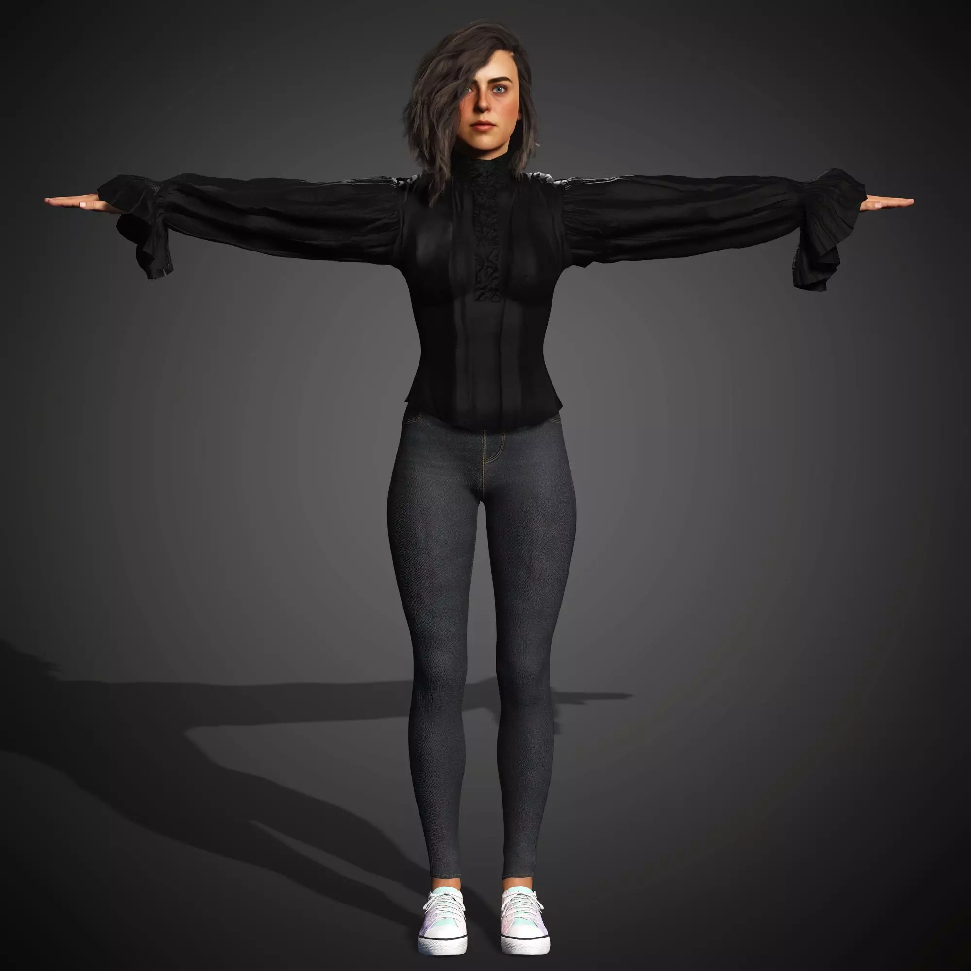 Young Female Character Low-poly 3D model_8