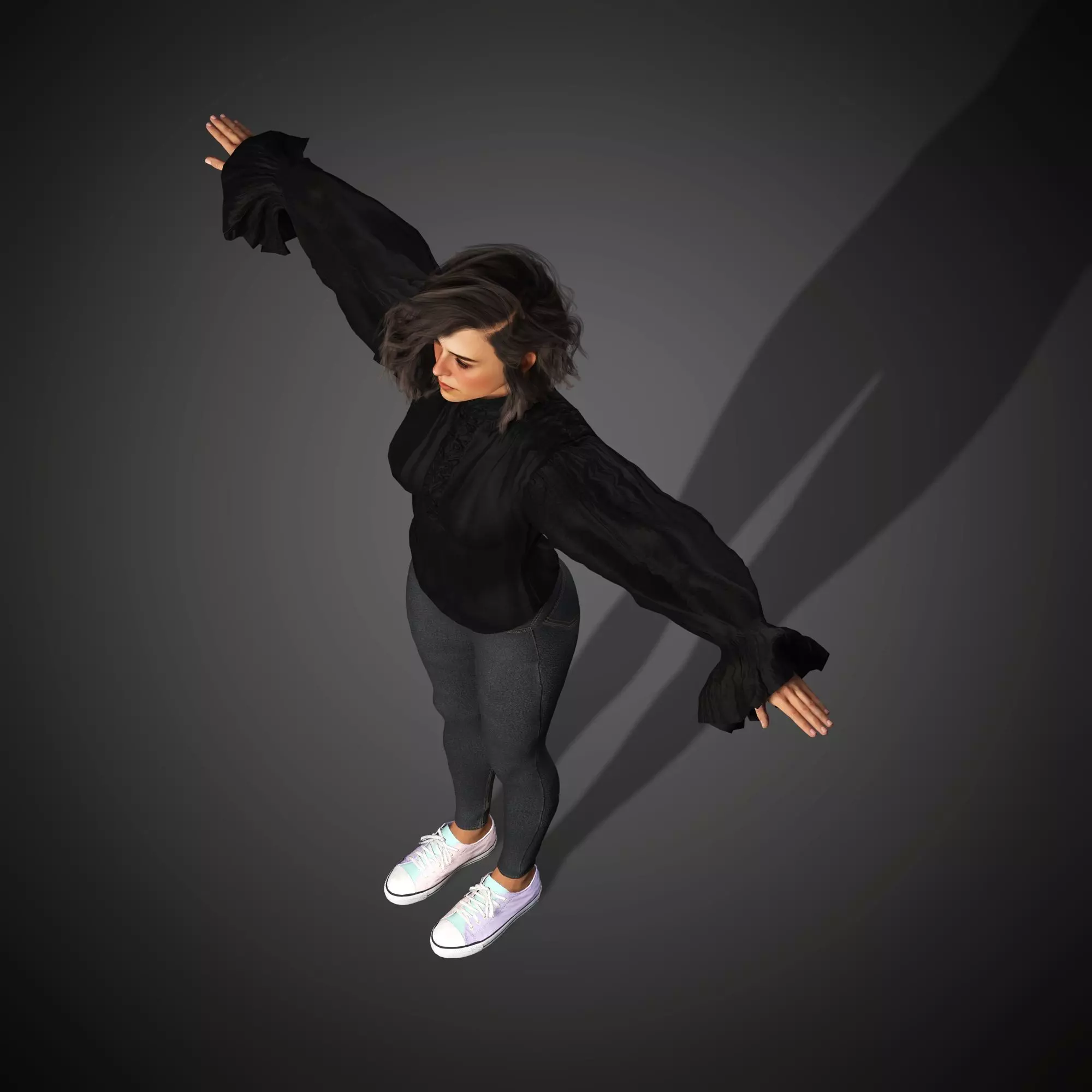 Young Female Character Low-poly 3D model_15