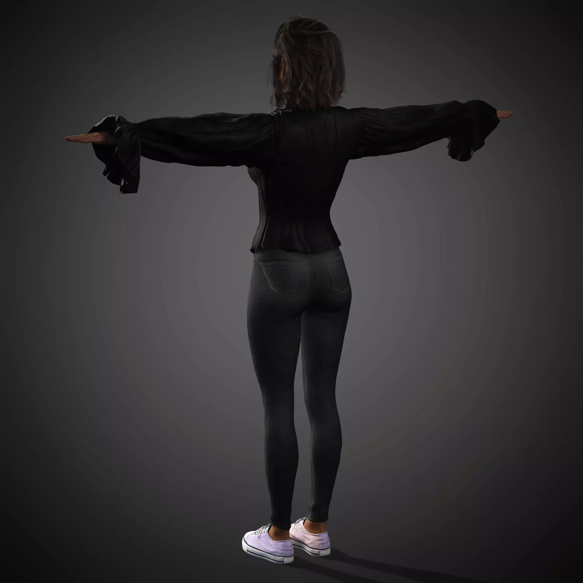Young Female Character Low-poly 3D model_10