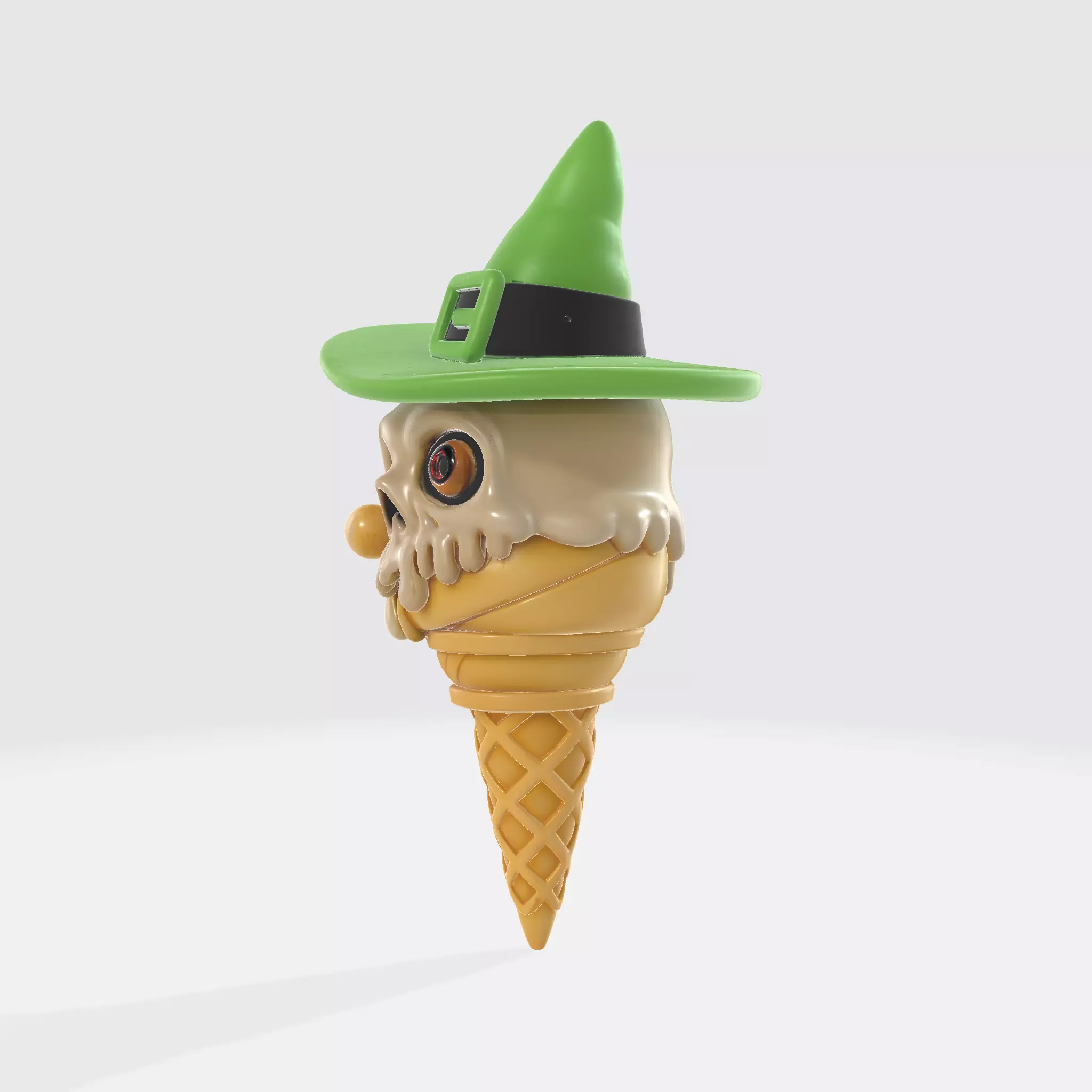 Halloween Skull Ice Cream Cone with Witch Hat Spooky Cute Decor 3D print model_2
