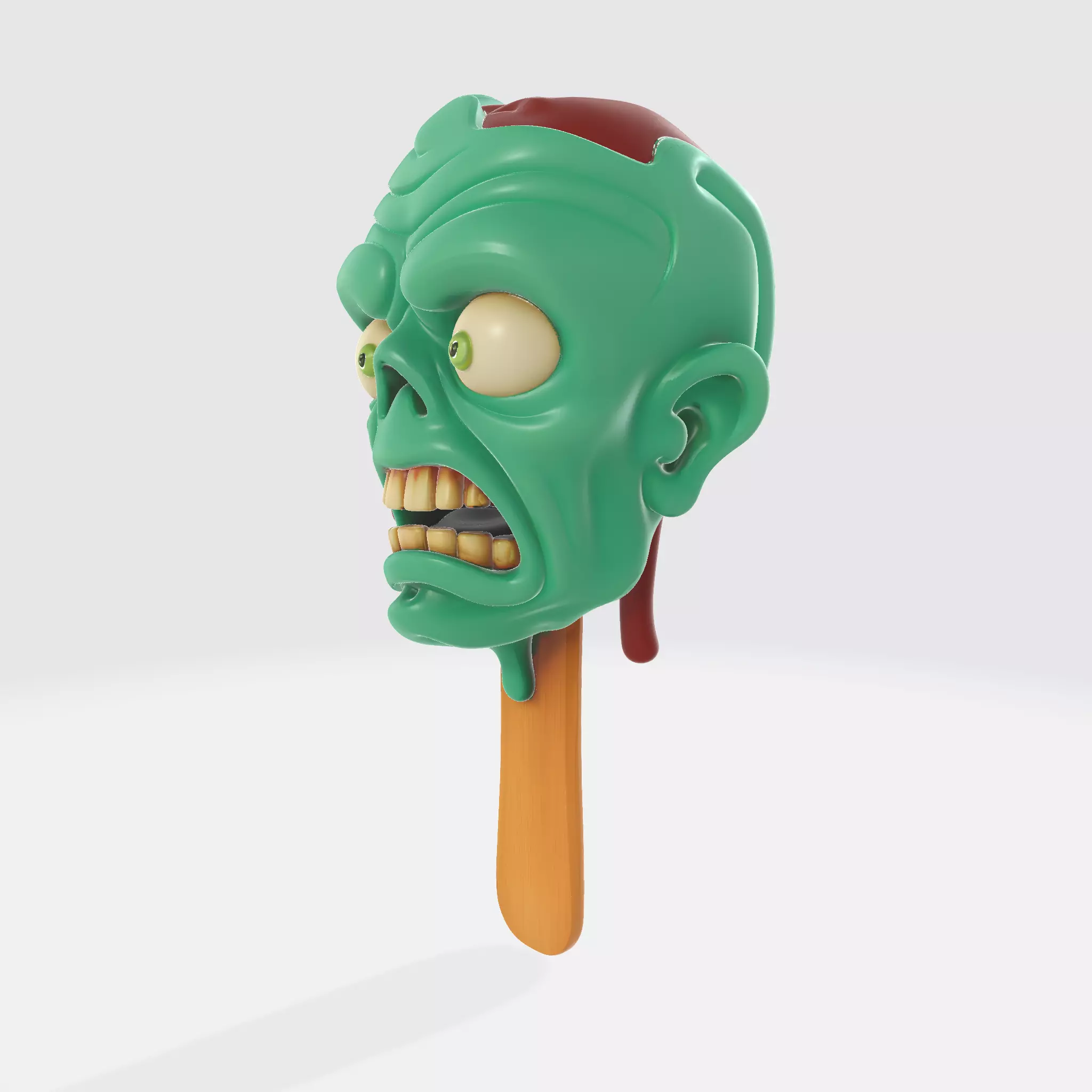 Zombie Head Popsicle Creepy Horror Ice Cream Style Figurine 3D print model_2