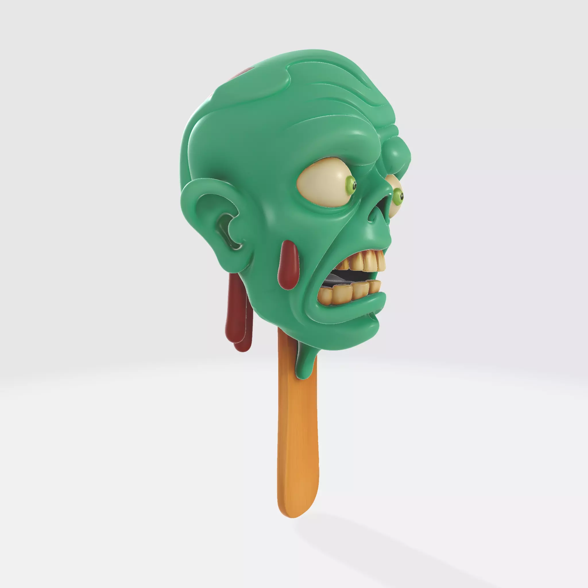 Zombie Head Popsicle Creepy Horror Ice Cream Style Figurine 3D print model_4
