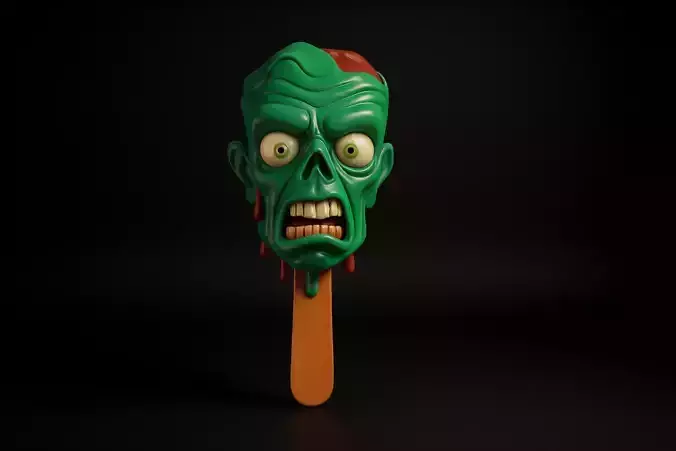 Zombie Head Popsicle Creepy Horror Ice Cream Style Figurine