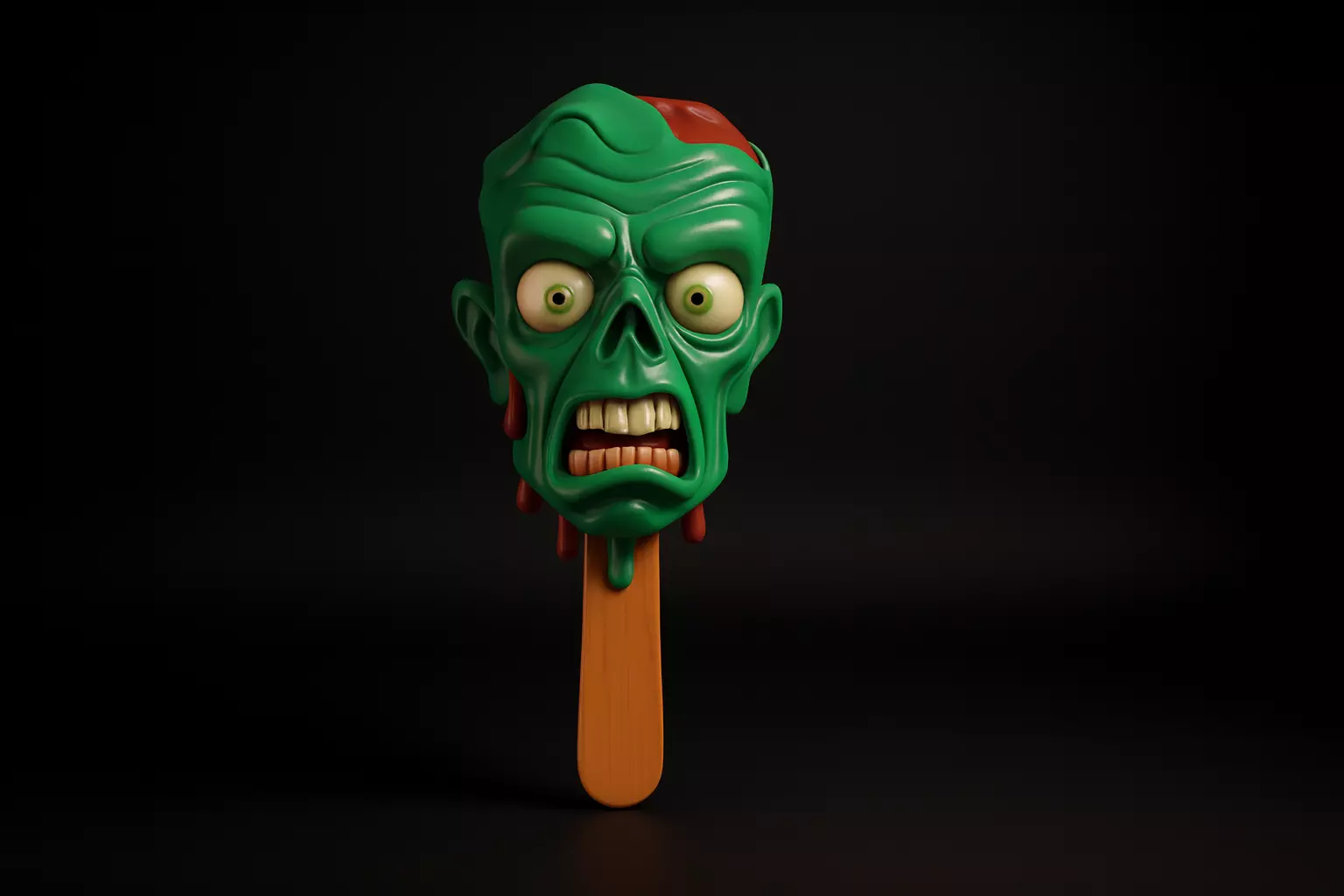 Zombie Head Popsicle Creepy Horror Ice Cream Style Figurine 3D print model_0