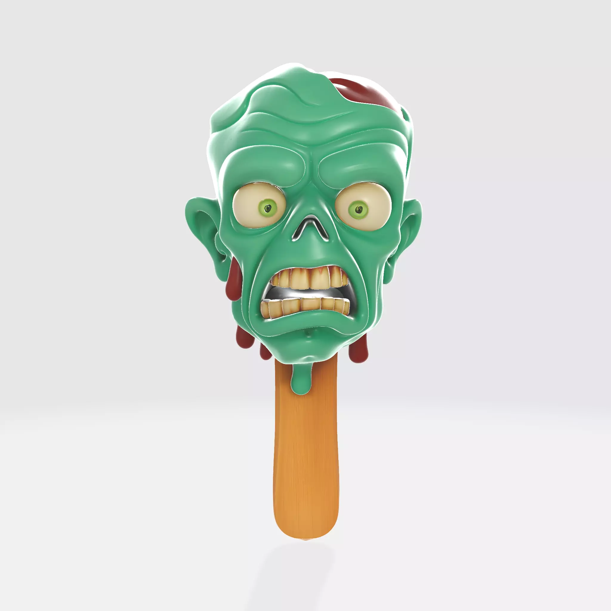 Zombie Head Popsicle Creepy Horror Ice Cream Style Figurine 3D print model_1