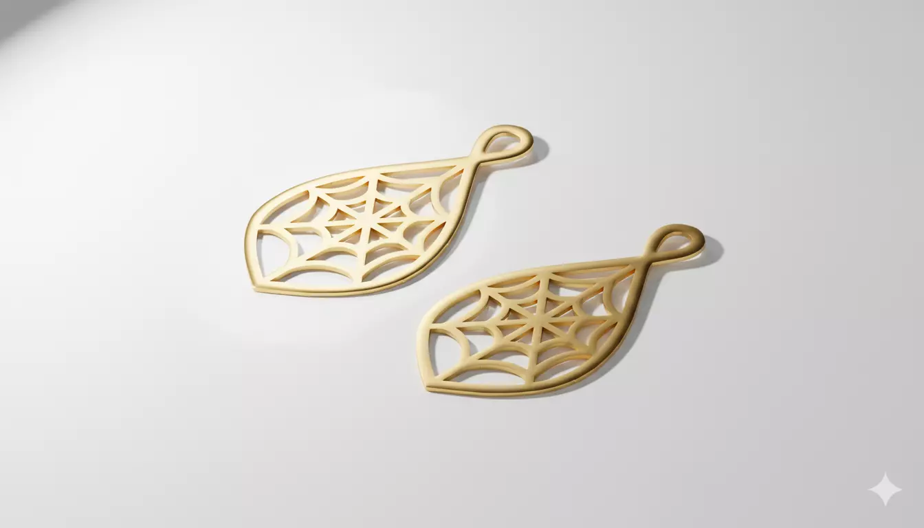 Spiderweb Teardrop Pendant Jewelry Art 3D model_0