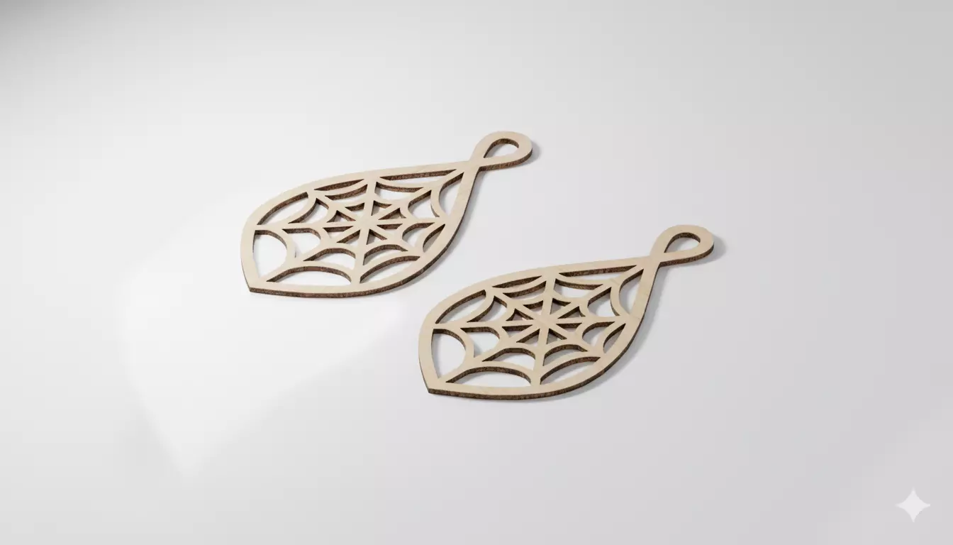 Spiderweb Teardrop Pendant Jewelry Art 3D model_2