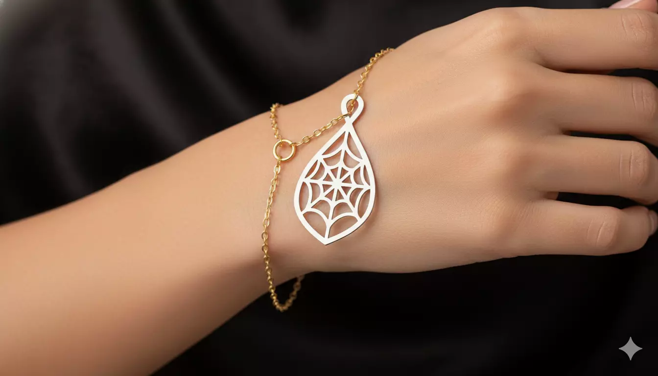 Spiderweb Teardrop Pendant Jewelry Art 3D model_5