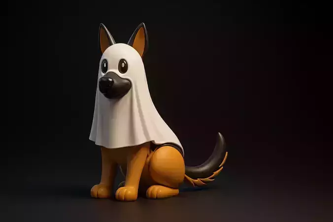 Cute German Shepherd Ghost Dog Figurine Halloween Decor