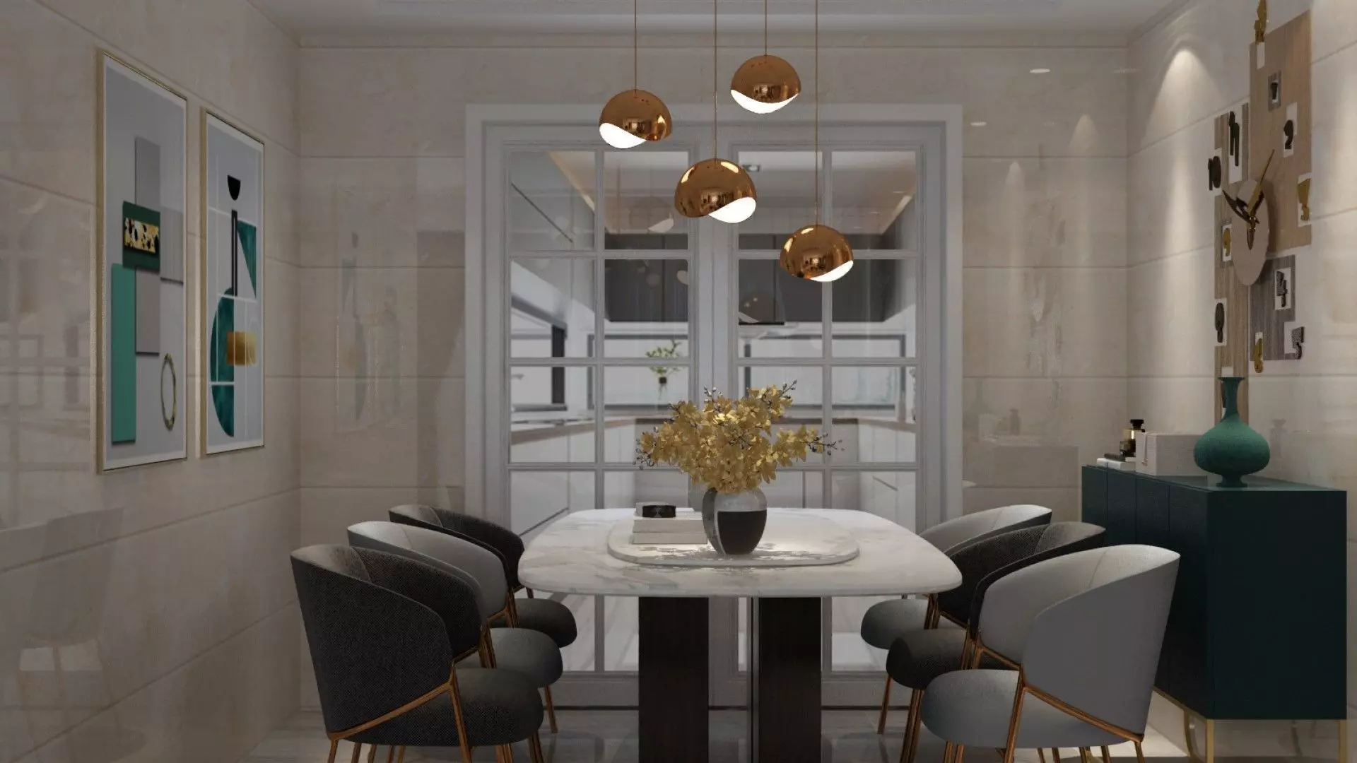 Living and Dining Room Combo with Balcony 3D model_4