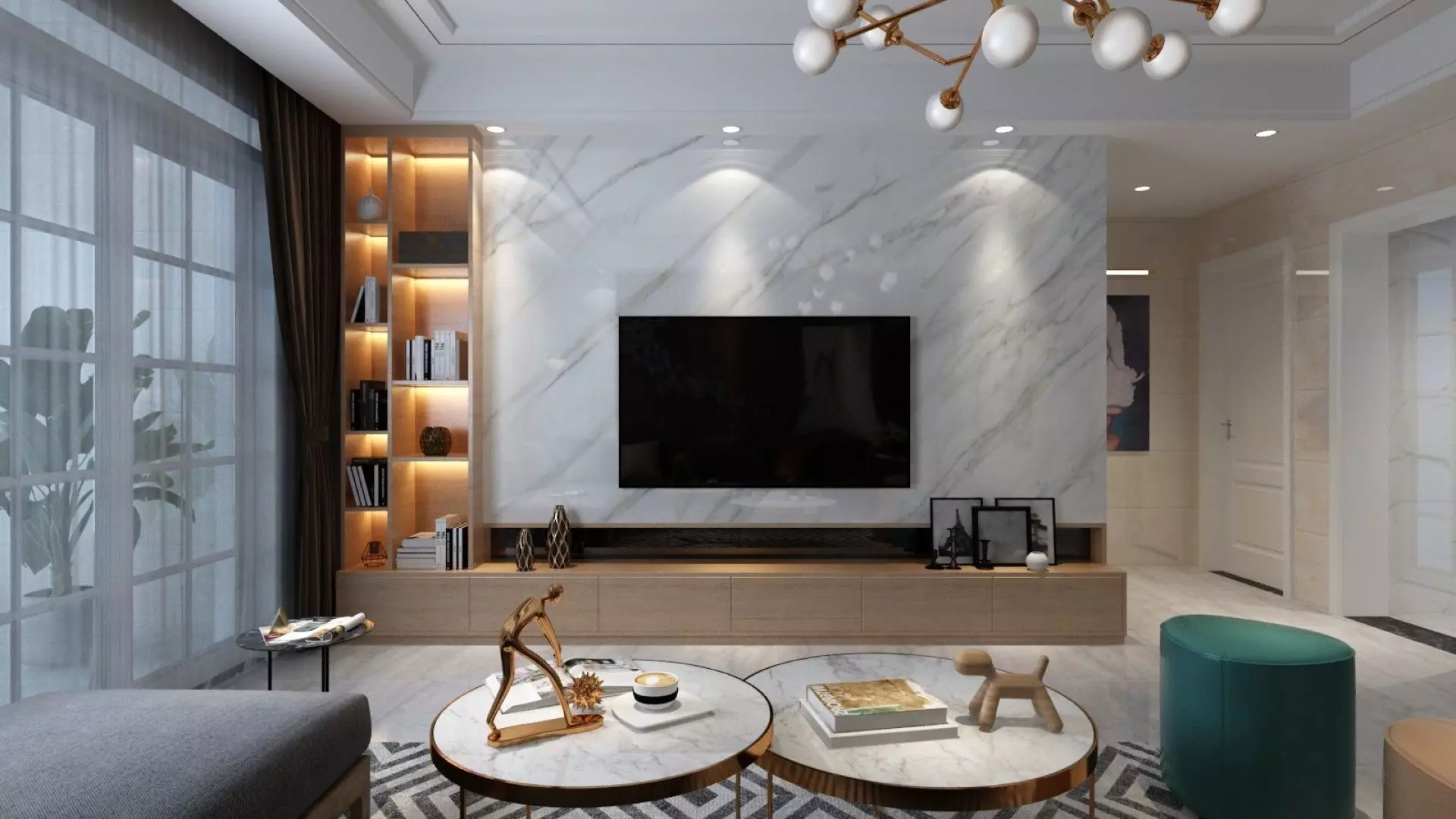 Living and Dining Room Combo with Balcony 3D model_2