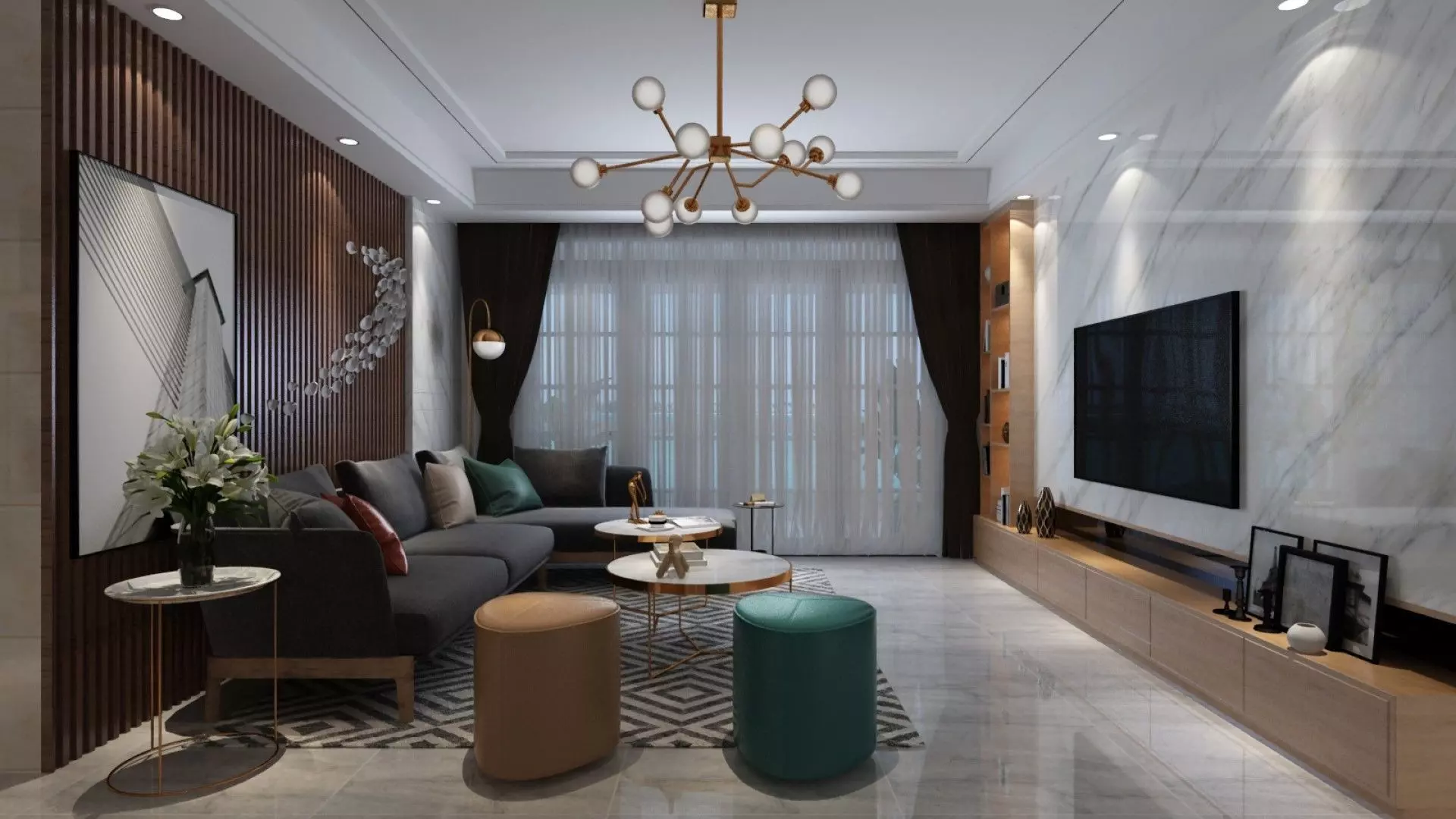 Living and Dining Room Combo with Balcony 3D model_3