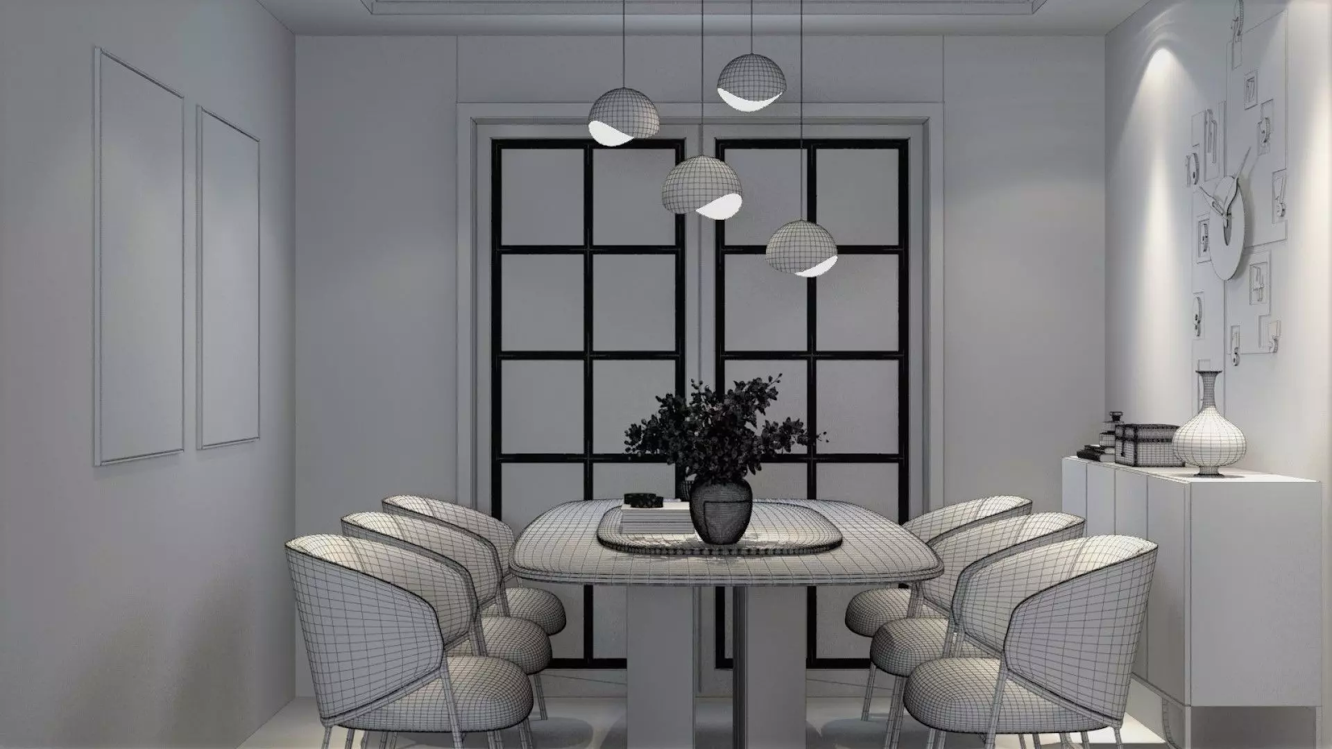 Living and Dining Room Combo with Balcony 3D model_5