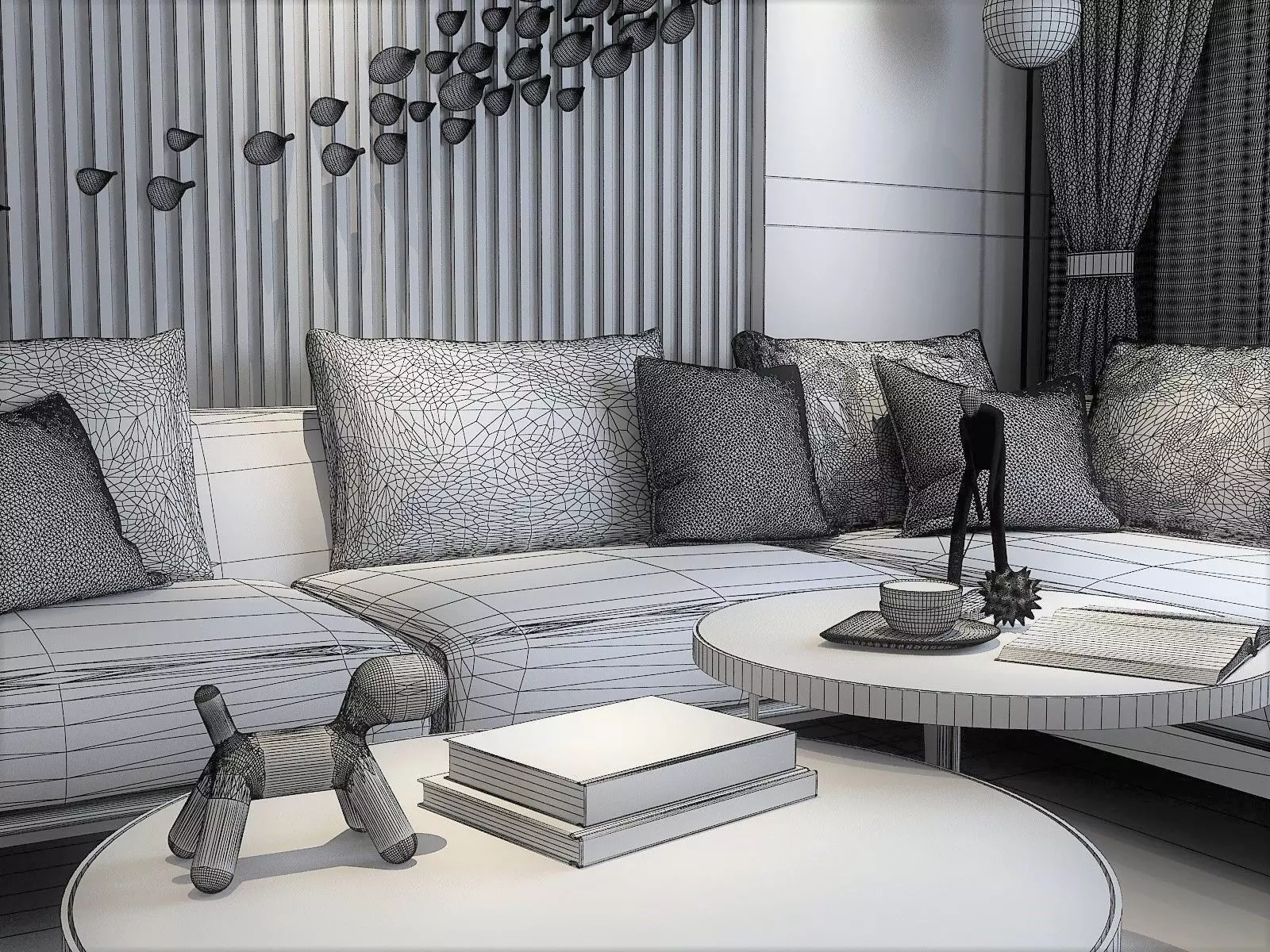 Living and Dining Room Combo with Balcony 3D model_12