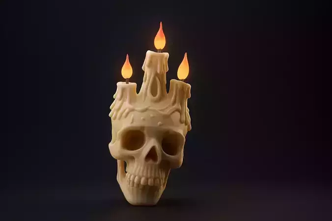 Gothic Skull Candle Holder Creepy Halloween Decor 