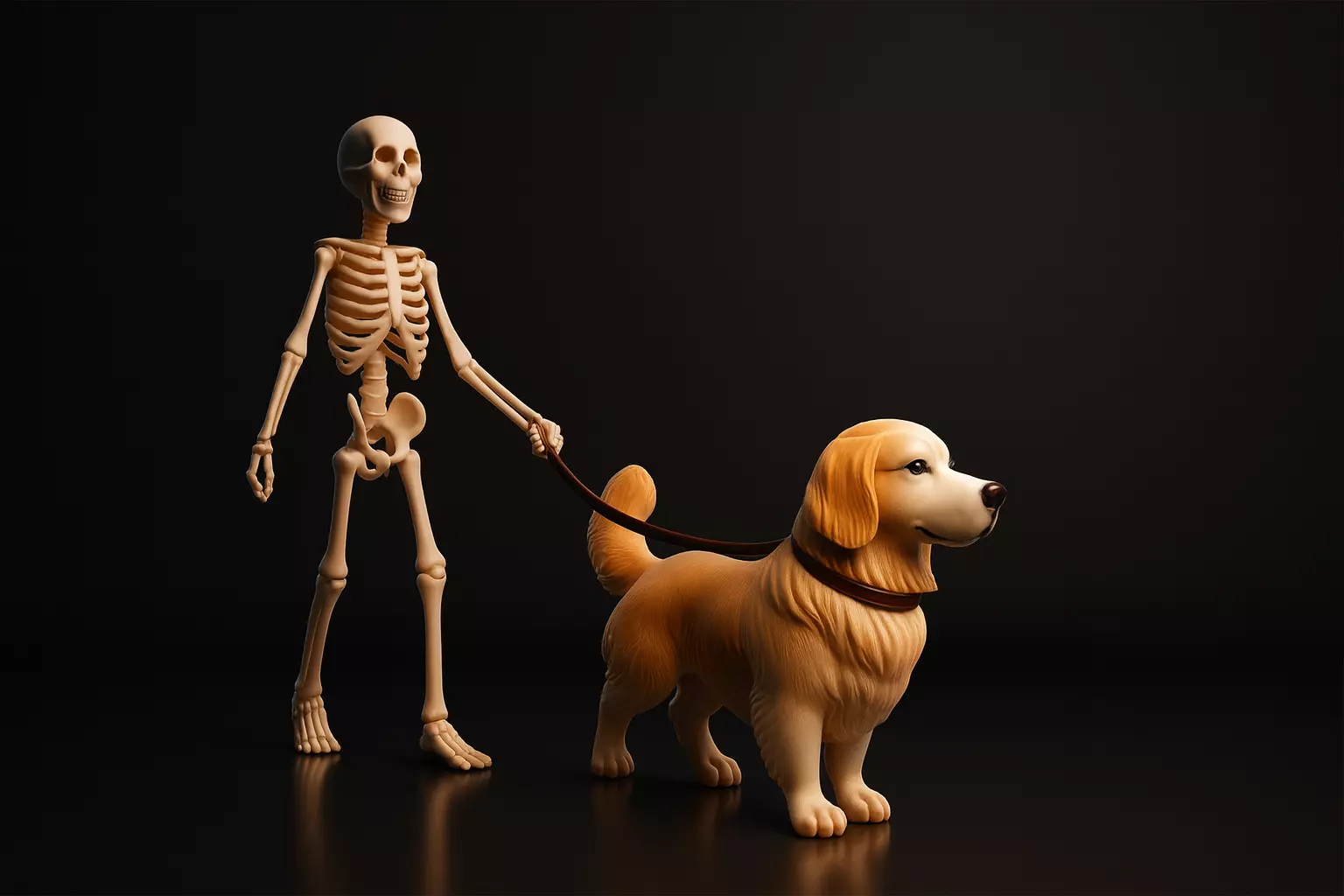 Skeleton Walking Dog Figurine Halloween Decor 3D print model