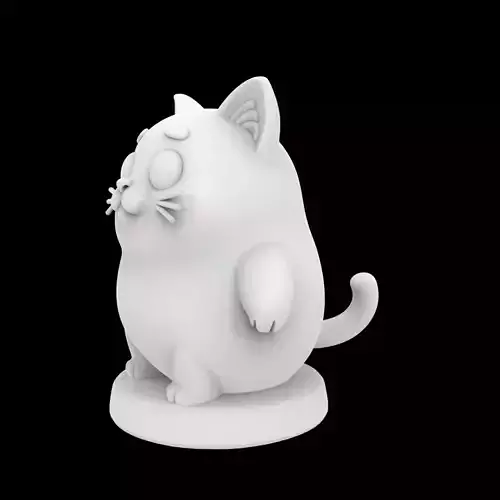 Cartoon Cat Figurine 3D Print Model
