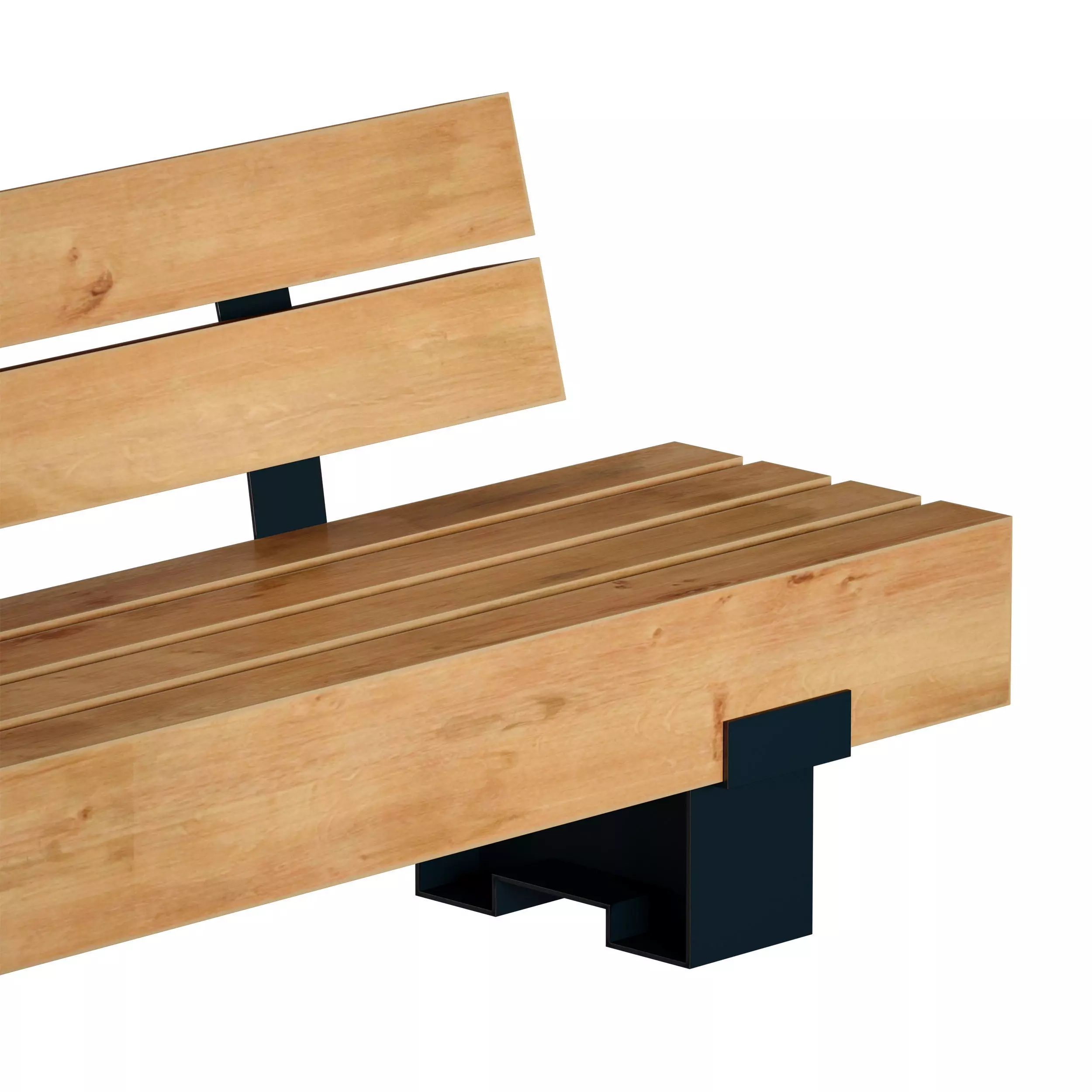 Wooden bench made of timber 3D model_17