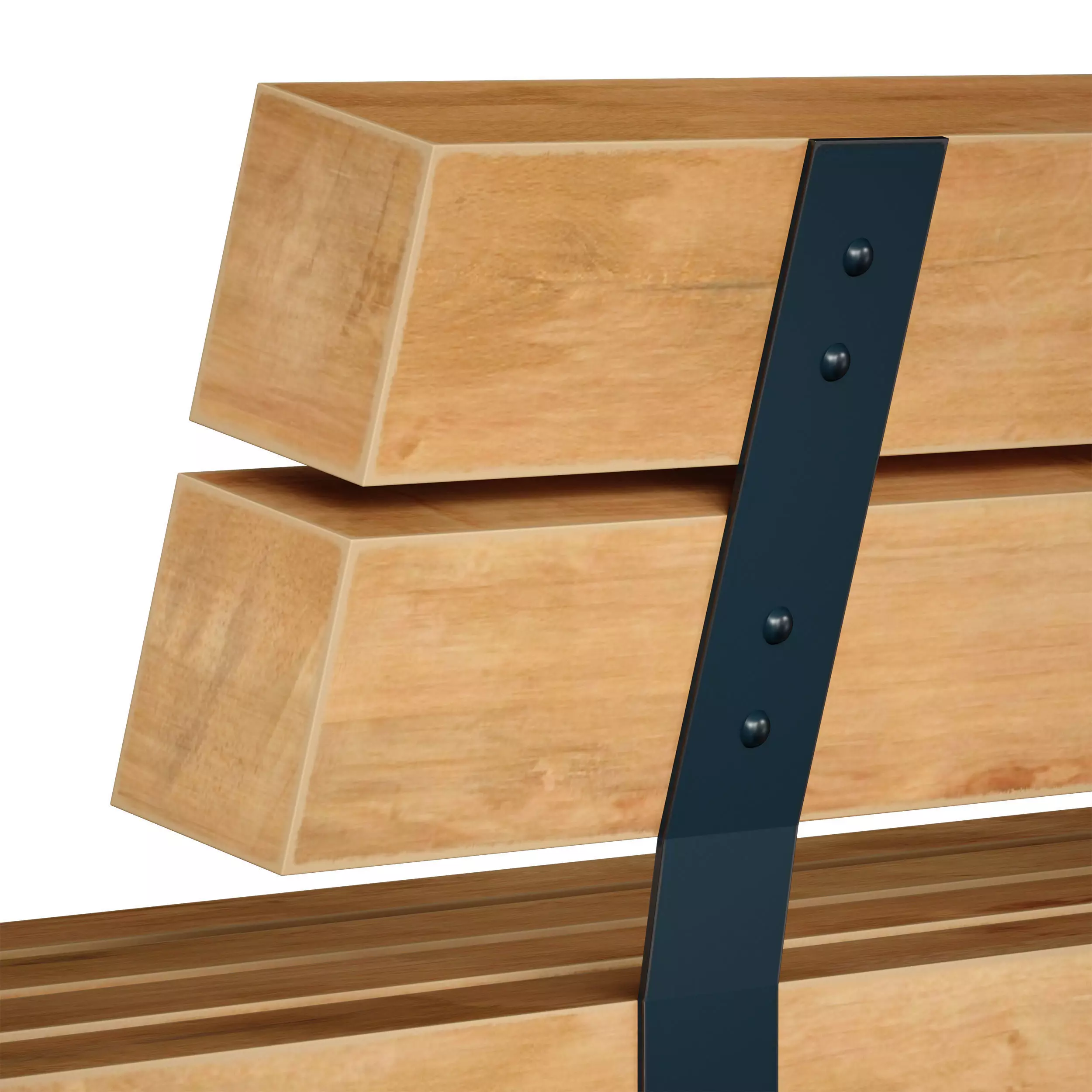 Wooden bench made of timber 3D model_14