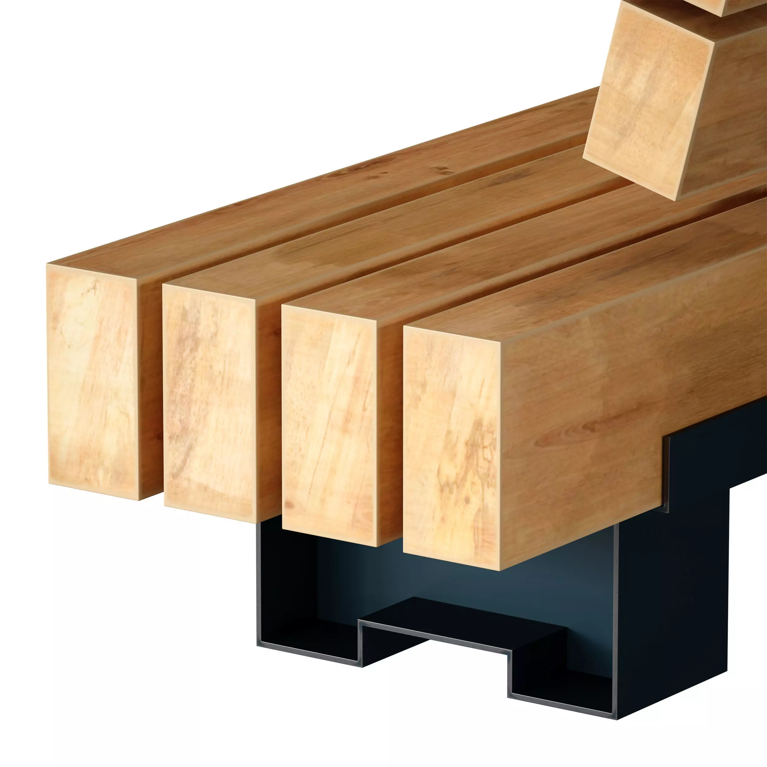 Wooden bench made of timber 3D model_13