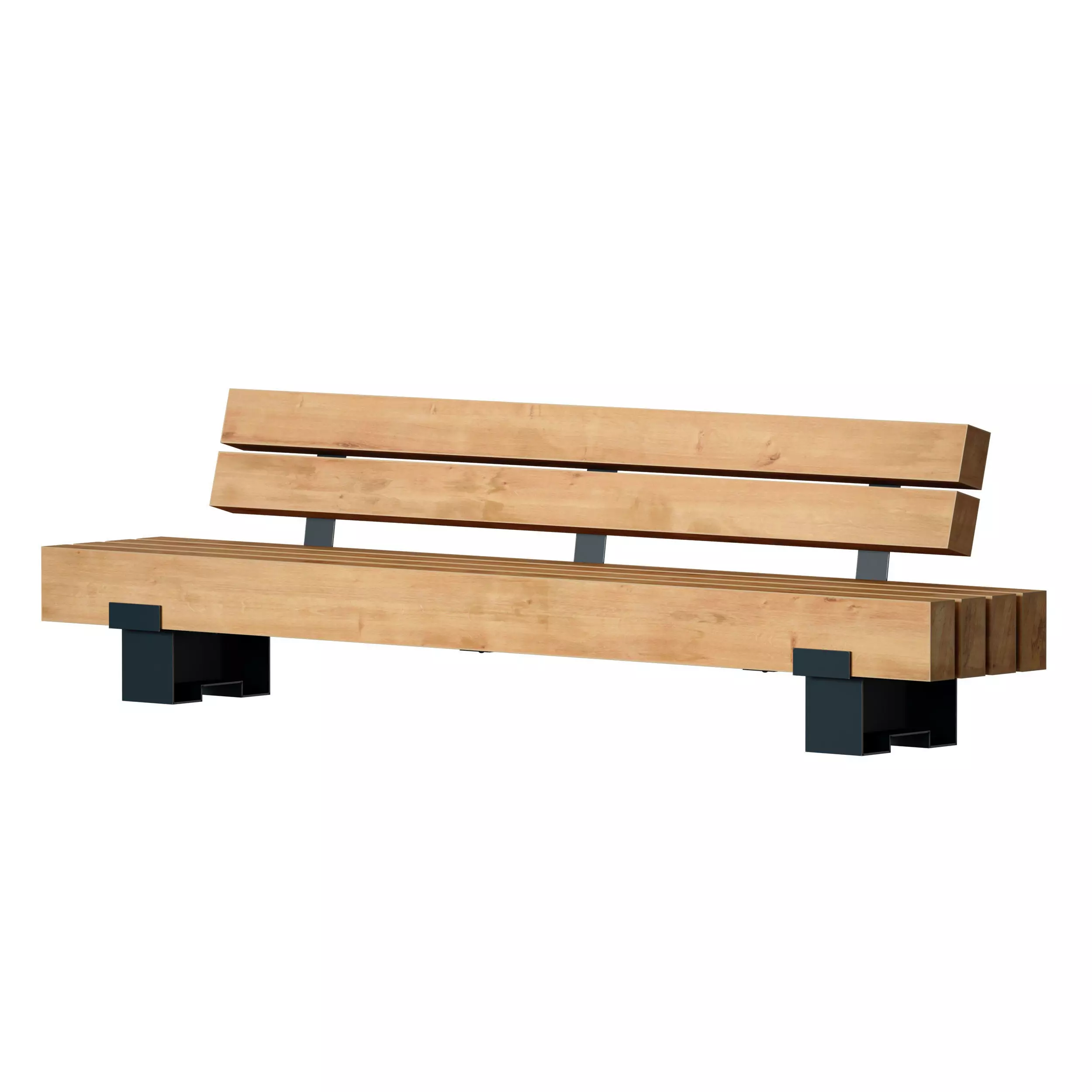 Wooden bench made of timber 3D model_10