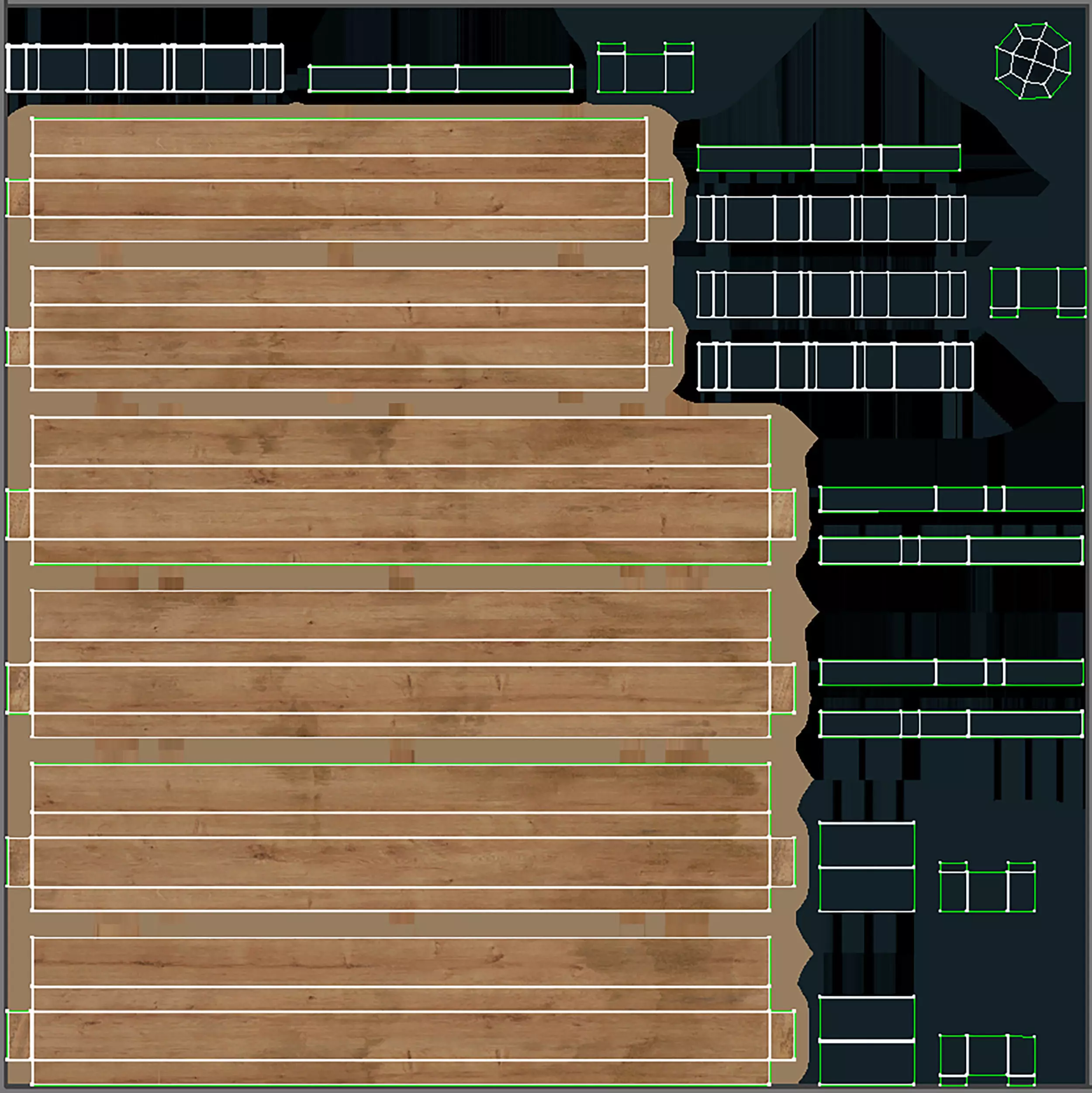 Wooden bench made of timber 3D model_19