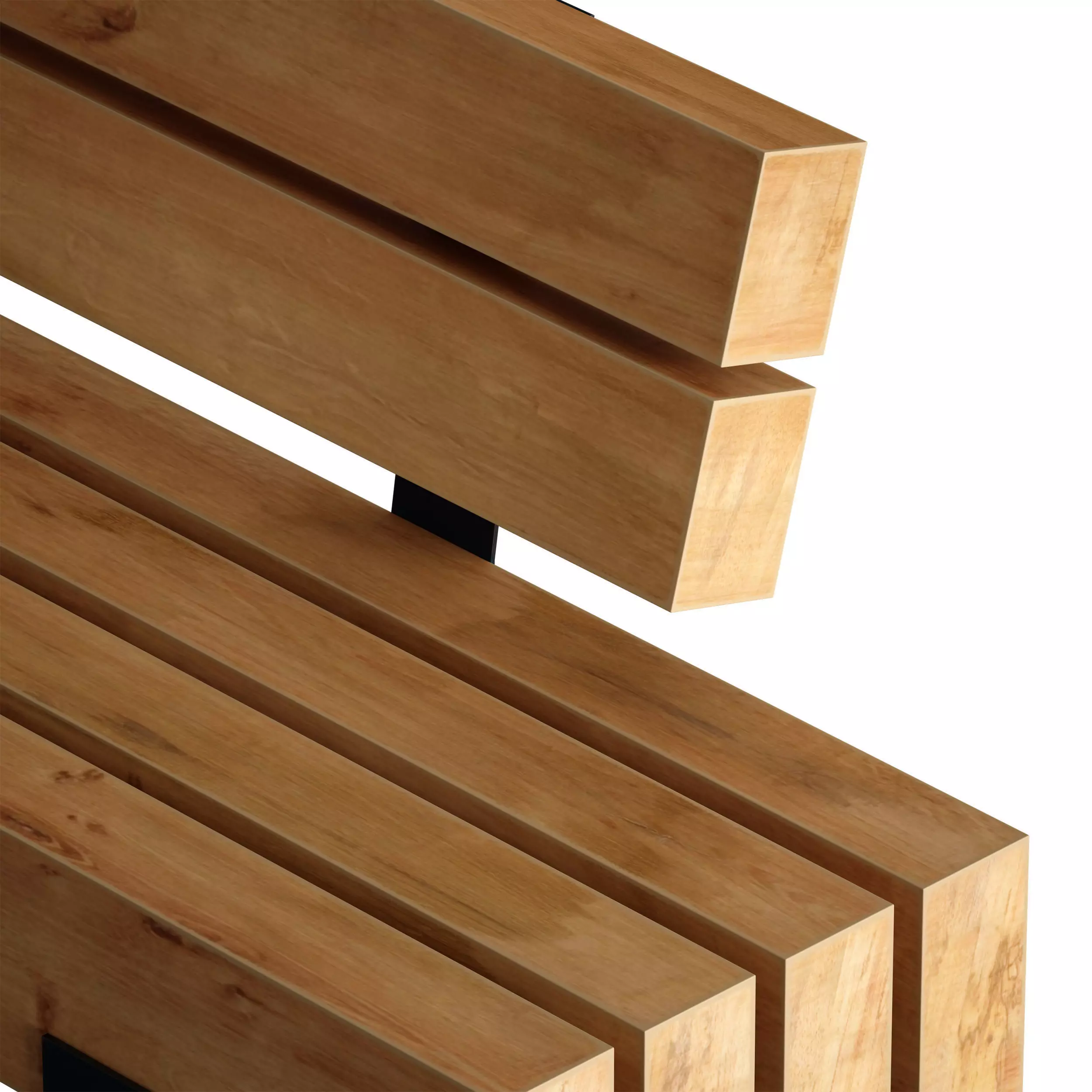 Wooden bench made of timber 3D model_12