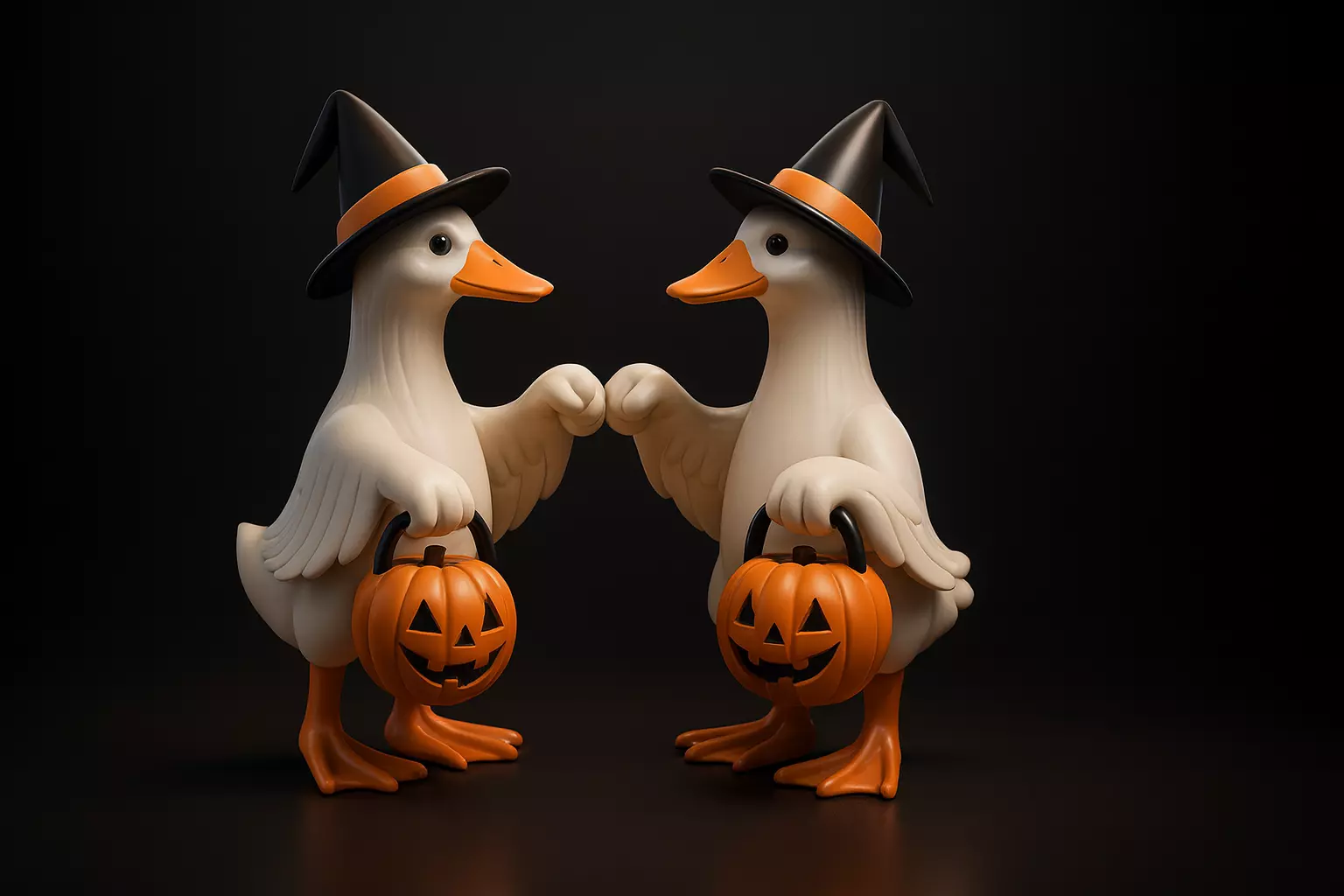 Halloween Goose Duo Witch Geese with Pumpkin Buckets 3D print model