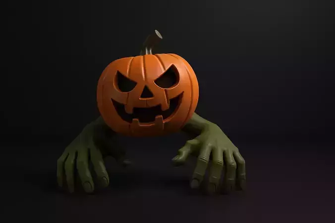 Creepy Pumpkin Monster with Zombie Hands Halloween Decoration