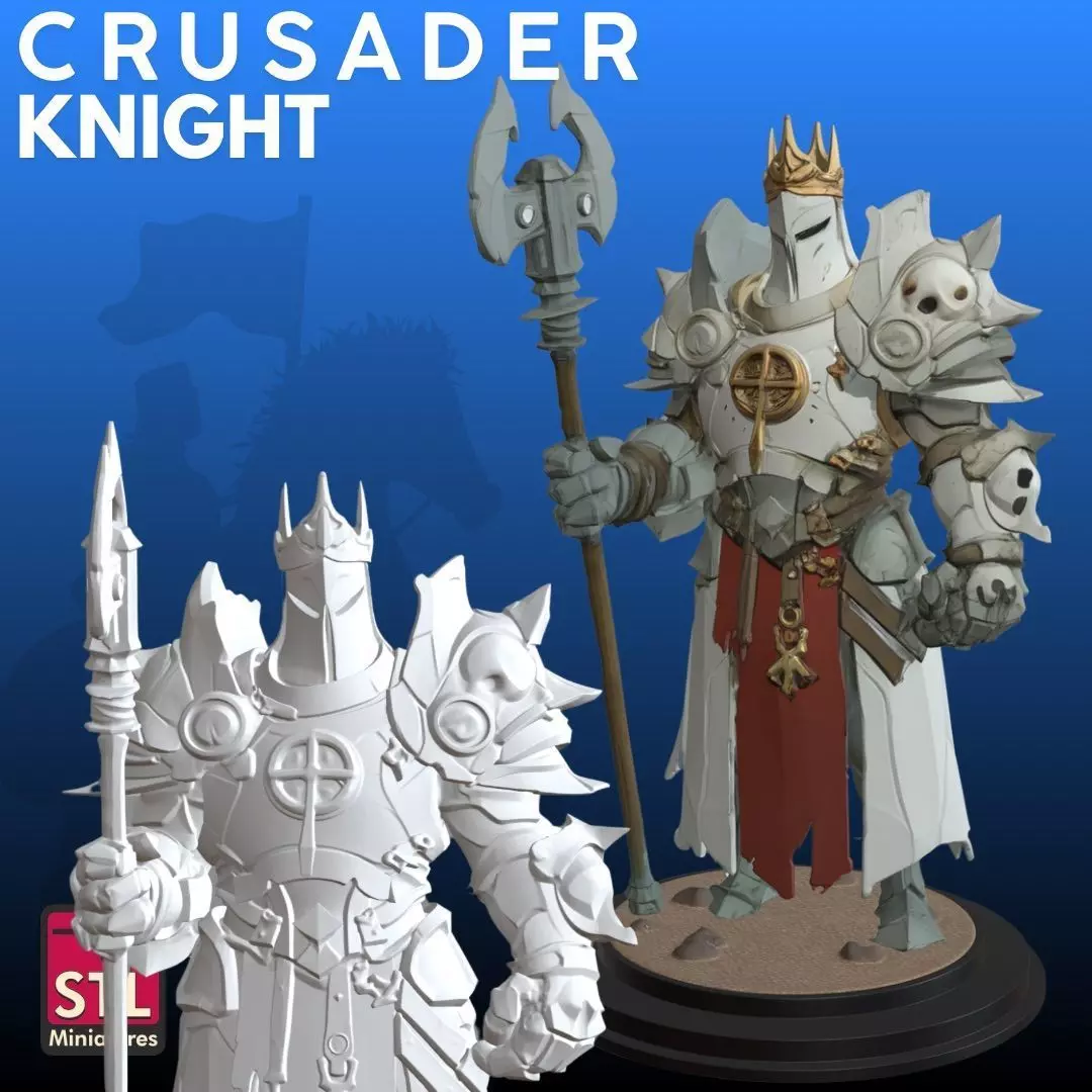 Cartoon Crusader Knight STL Comic Style 3D 3D print model