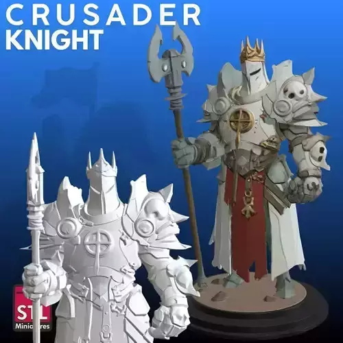 Cartoon Crusader Knight STL Comic Style 3D
