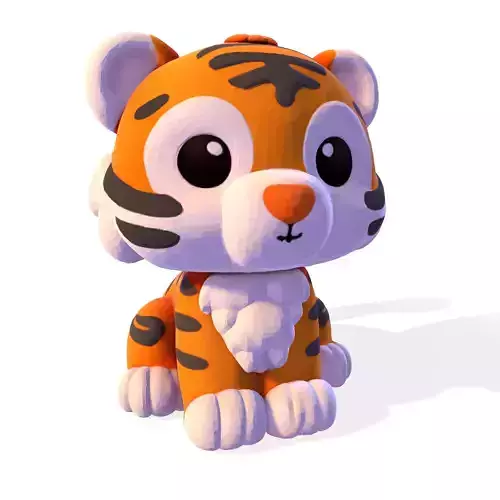 Cute LowPoly Tiger Cub 3D print model