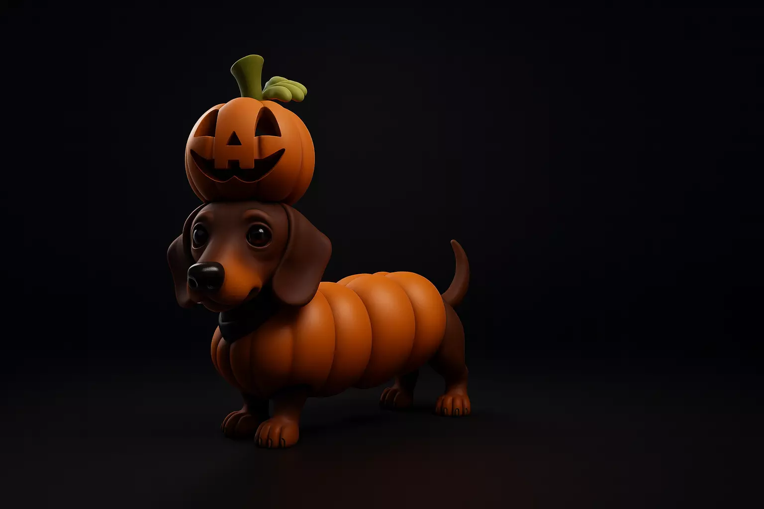 Halloween Pumpkin Dachshund Cute Fall and Halloween Dog 3D print model