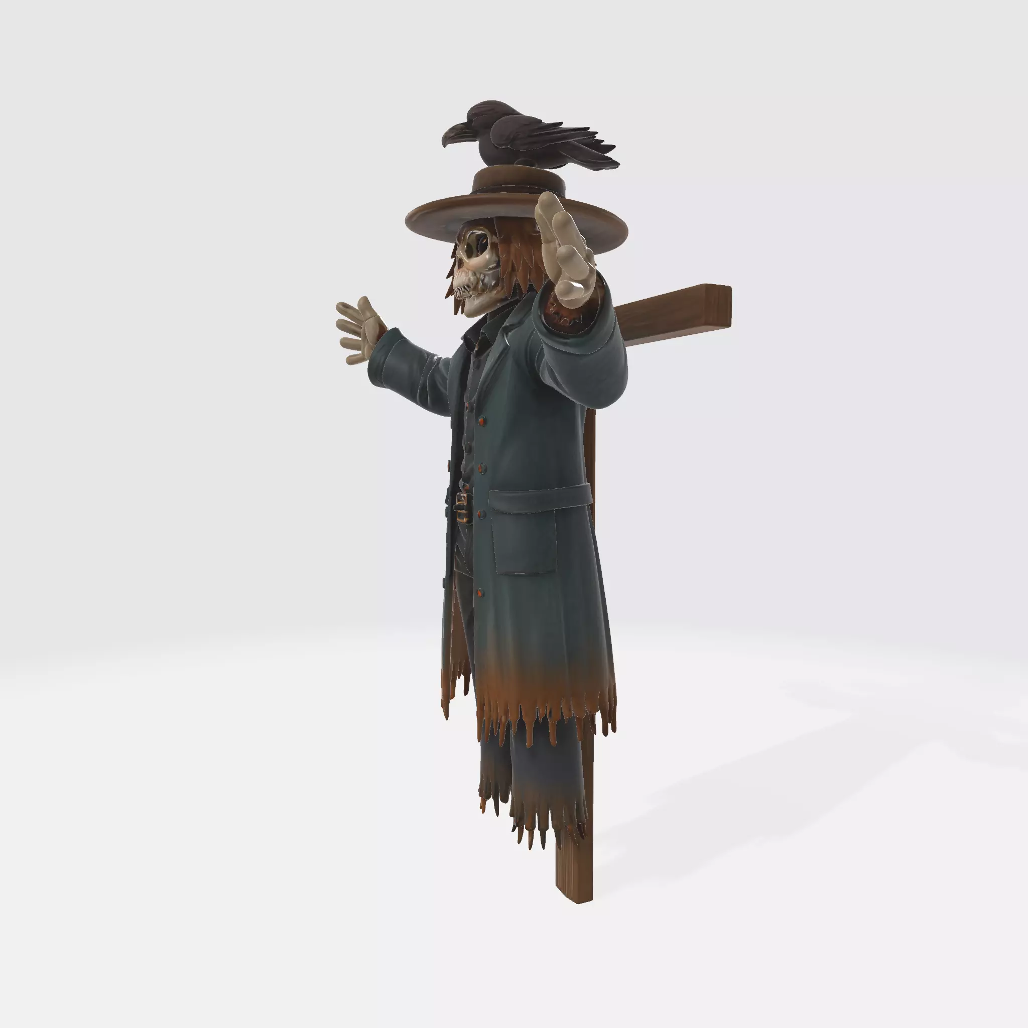 Scarecrow Skeleton Figurine with Crow Gothic Halloween Decor 3D print model_2