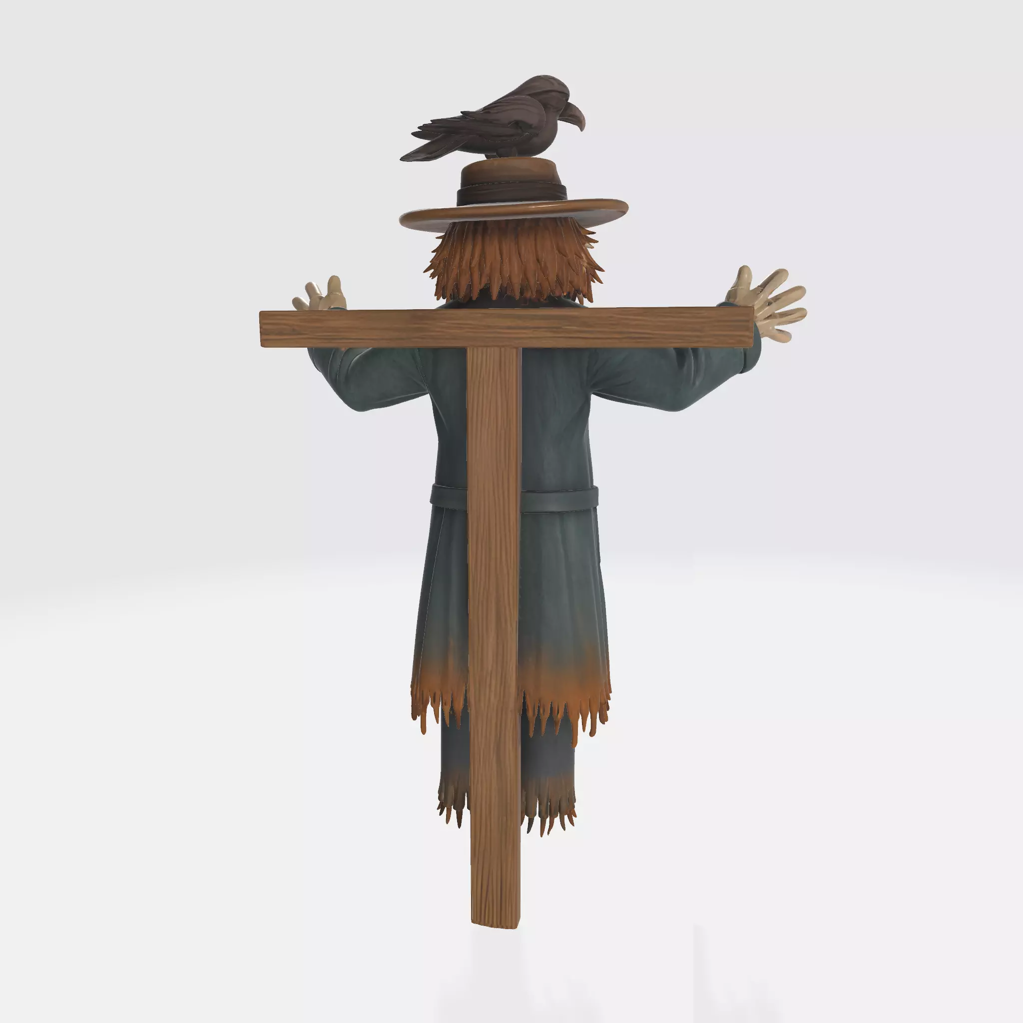 Scarecrow Skeleton Figurine with Crow Gothic Halloween Decor 3D print model_3