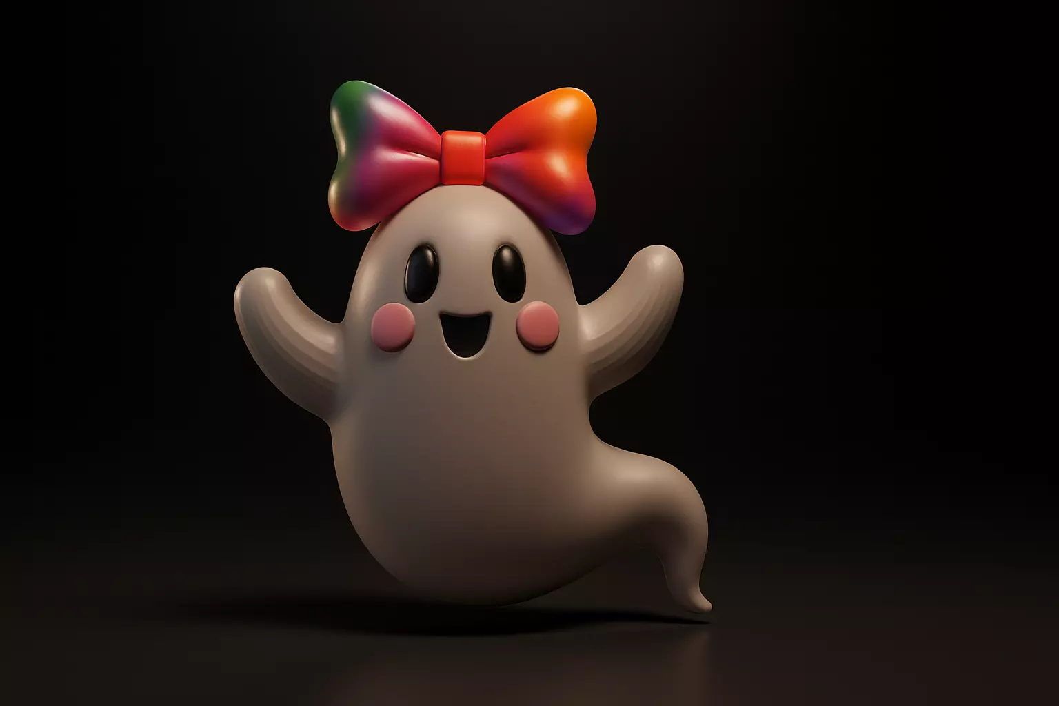 Cute Ghost with Rainbow Bow Adorable for Halloween 3D print model