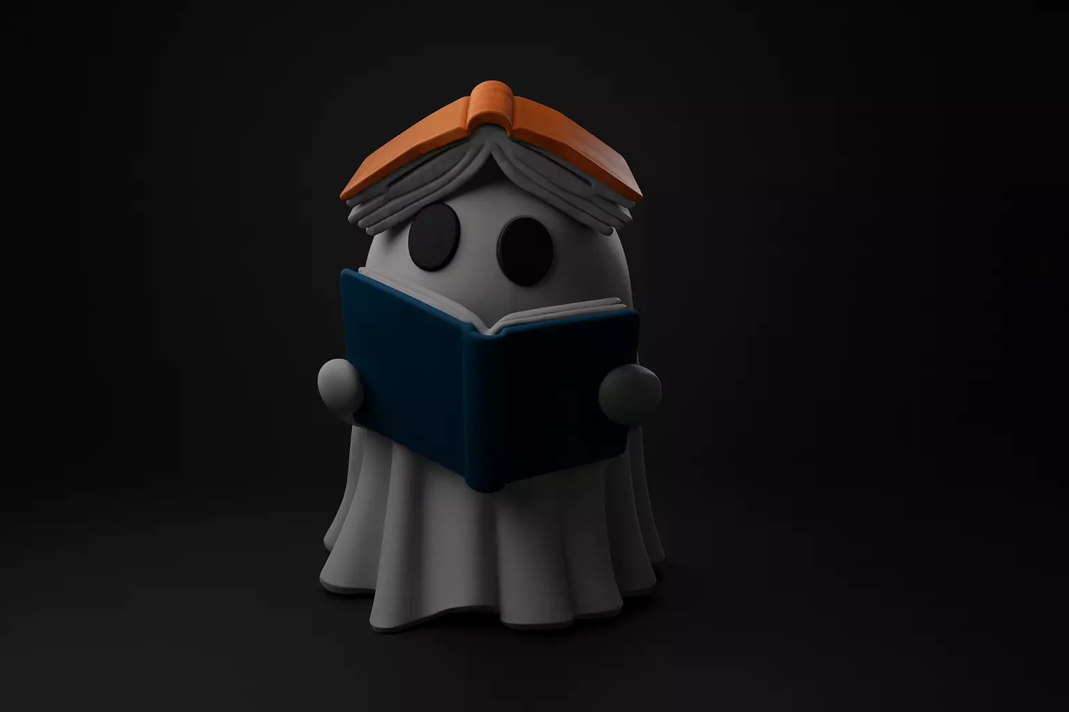 Cute Book Ghost Figurine Adorable Spooky Ghost with Open Book 3D print model