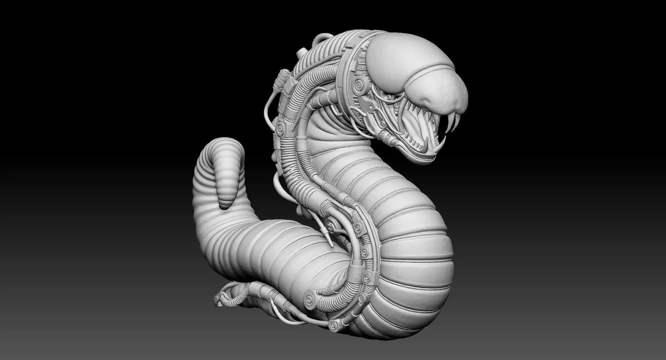 Mecha Worm Creature High-Detail SciFi 3D Printable Model 3D print model_0