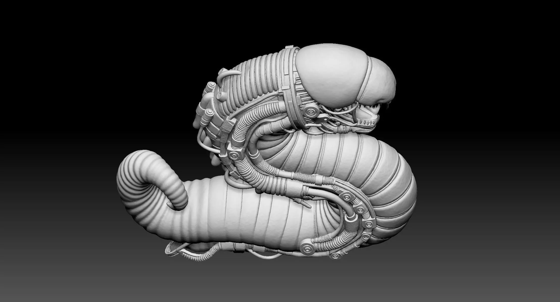 Mecha Worm Creature High-Detail SciFi 3D Printable Model 3D print model_5