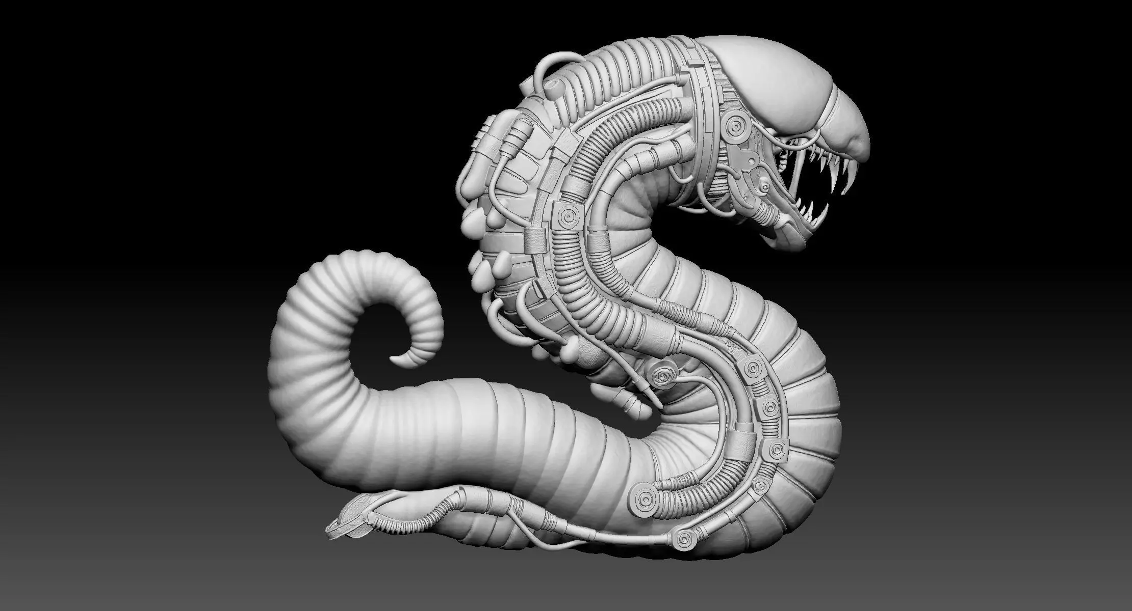 Mecha Worm Creature High-Detail SciFi 3D Printable Model 3D print model_2