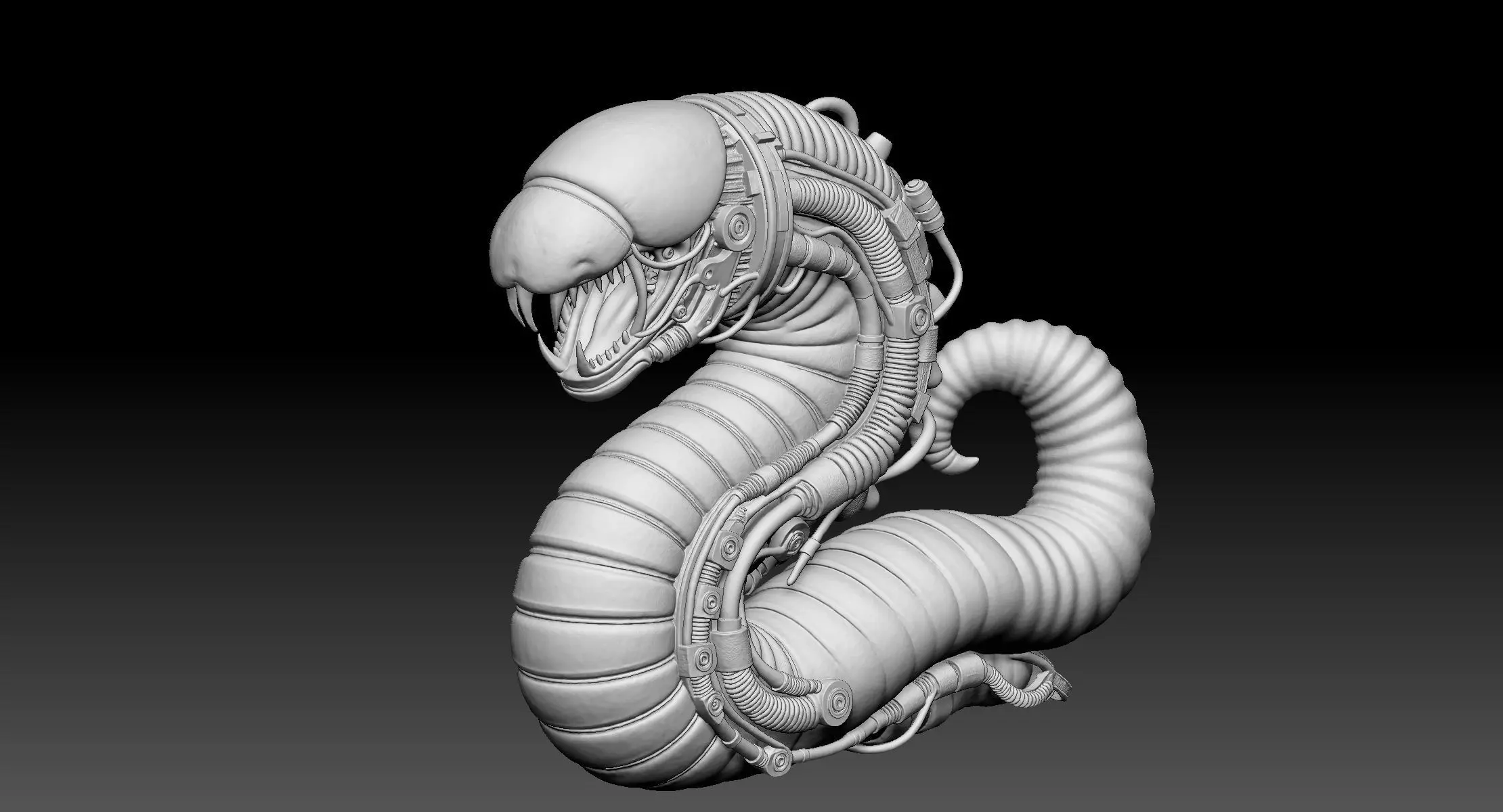 Mecha Worm Creature High-Detail SciFi 3D Printable Model 3D print model_3